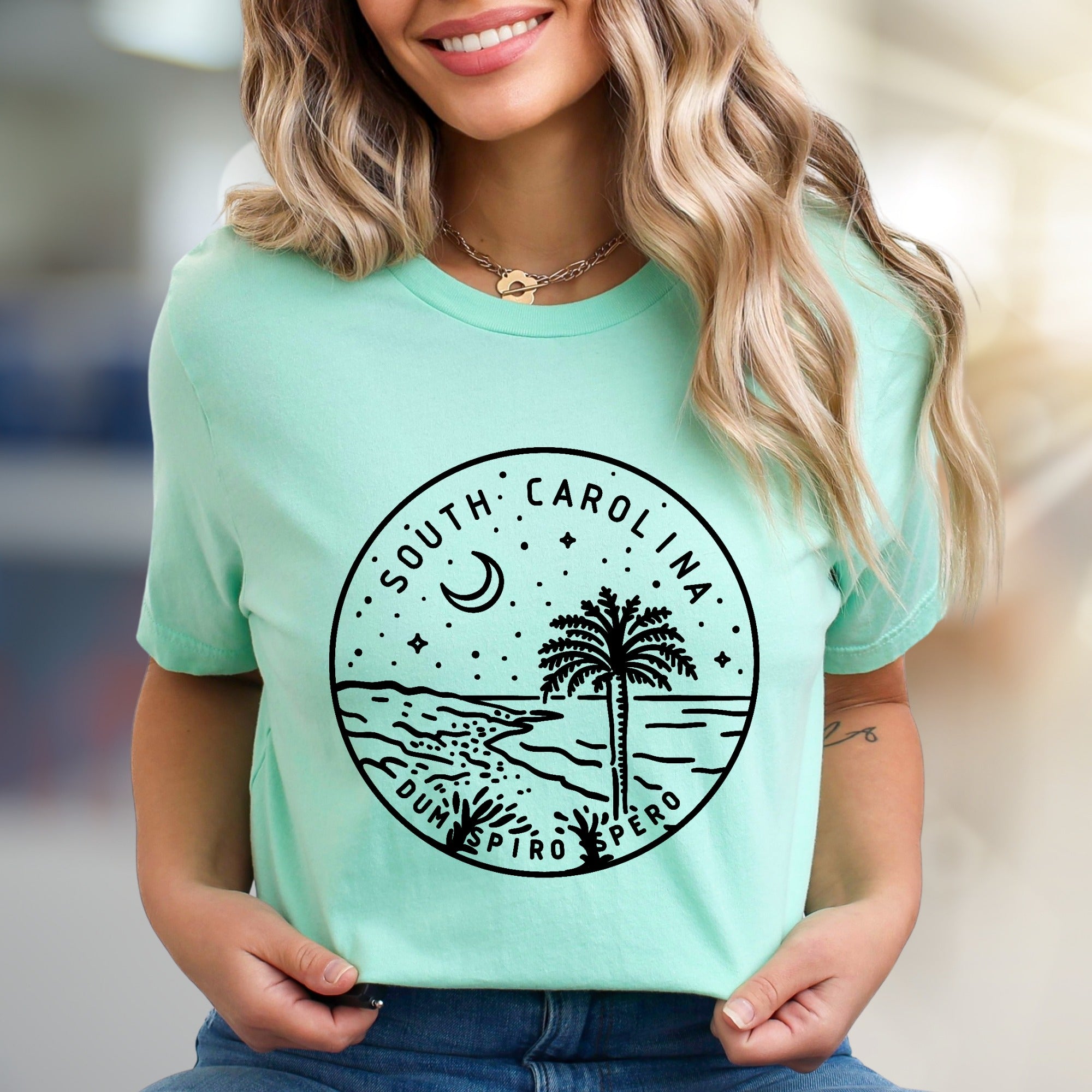 "South Carolina Dum Spiro Spero" Coastal Vibes Graphic Tee, a State Pride Pick for Locals & Travelers