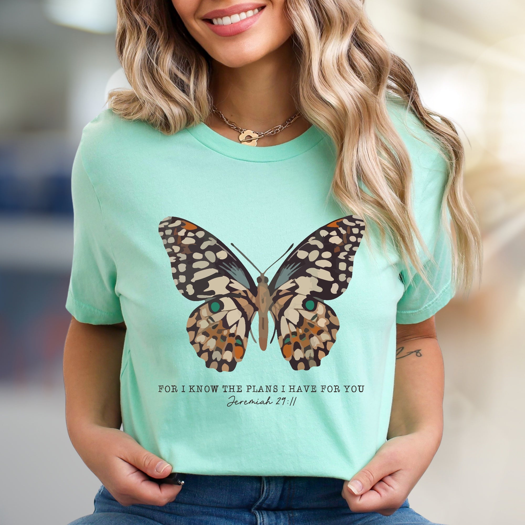 "FOR I KNOW THE PLANS I HAVE FOR YOU" Butterfly Graphic Tee, a Faith-Inspired Pick for Believers