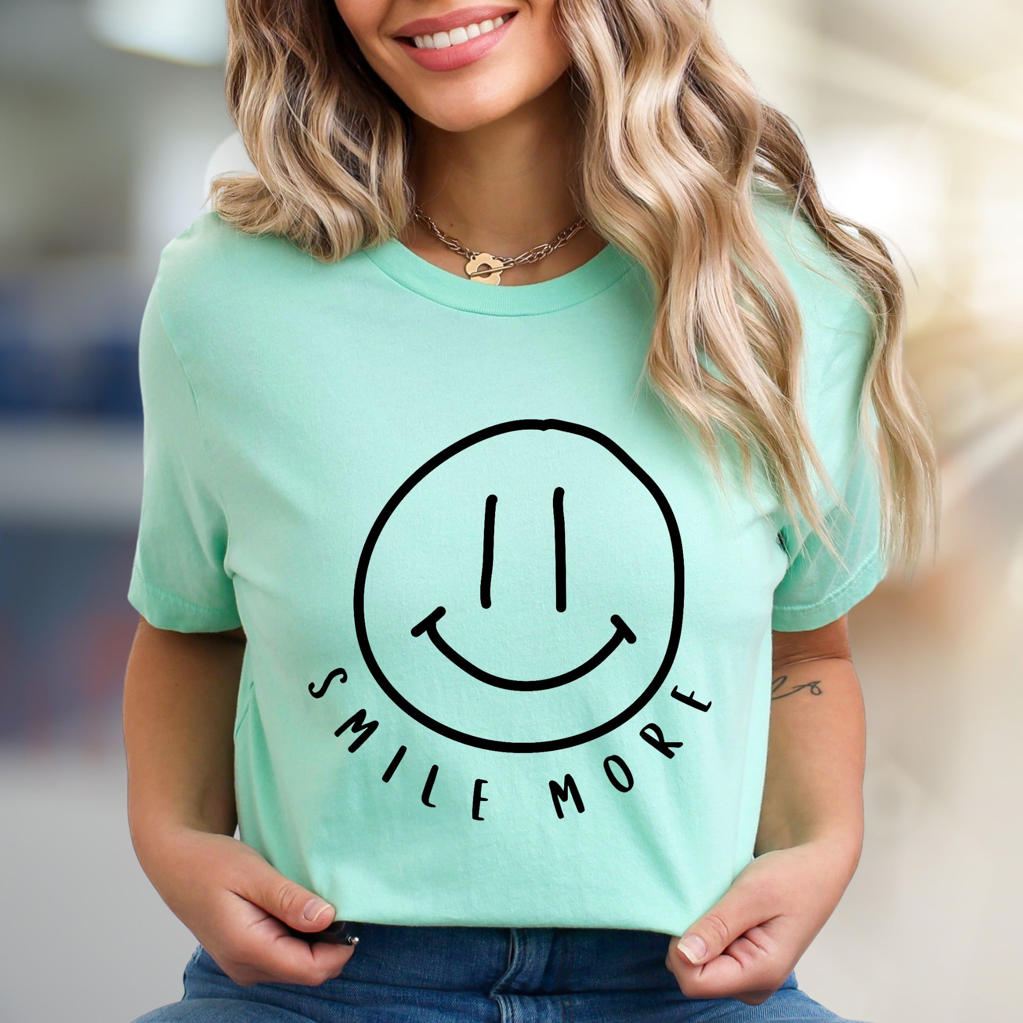 "Smile More" Happy Face Graphic Tee, a Positive Vibe Unisex Pick for Anyone