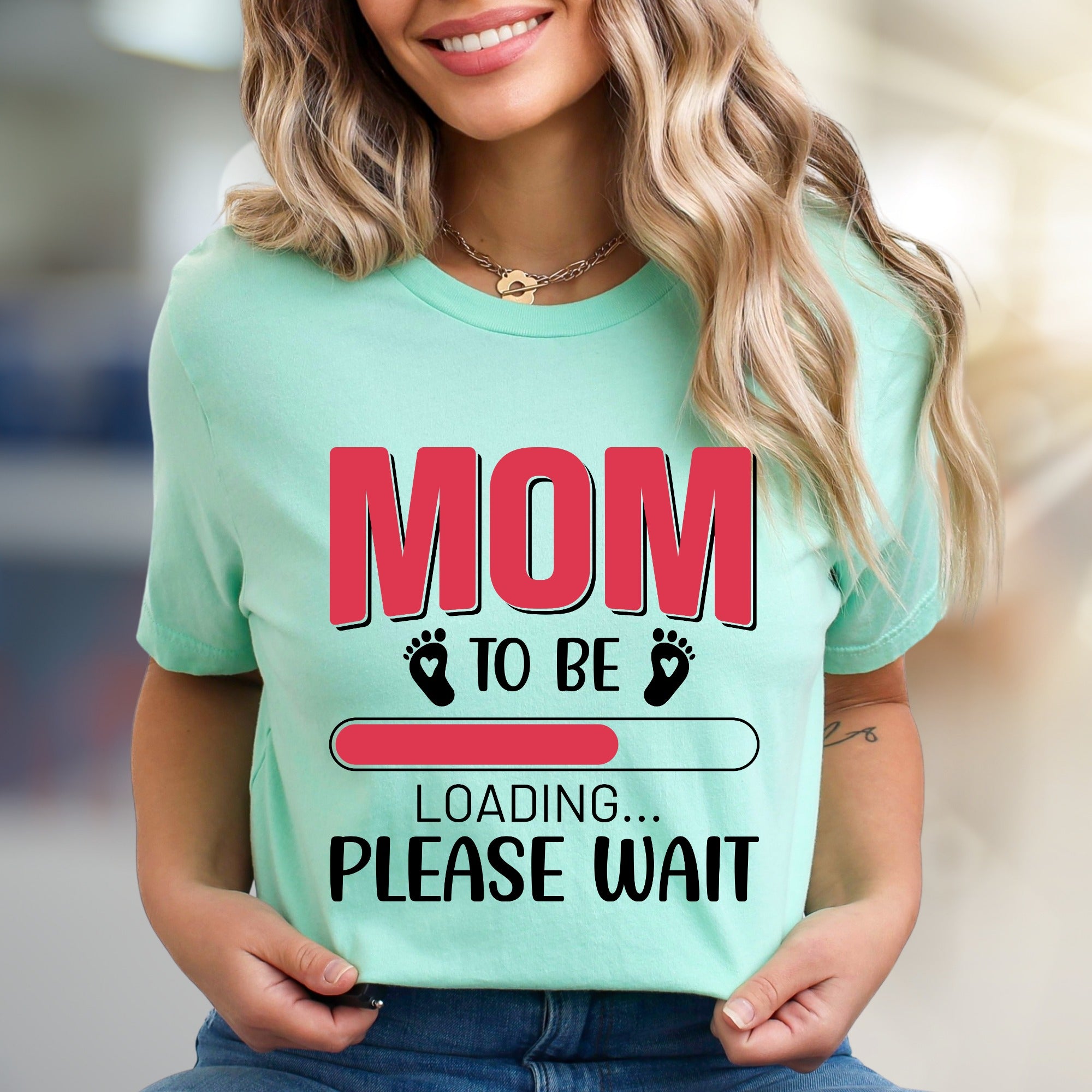 "Mom to Be Loading... Please Wait" Pregnancy Reveal Graphic Tee, a Future Mom Pick for Baby Showers