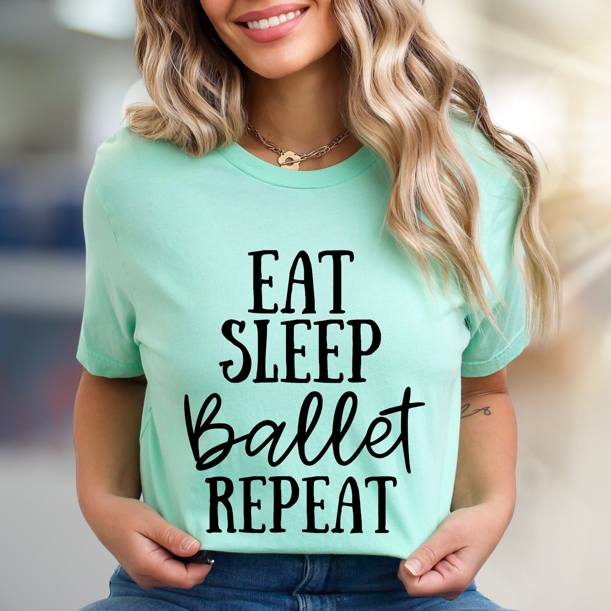 "Eat Sleep Ballet Repeat" Dance Lover Graphic Tee, a Lifestyle Pick for Ballerinas