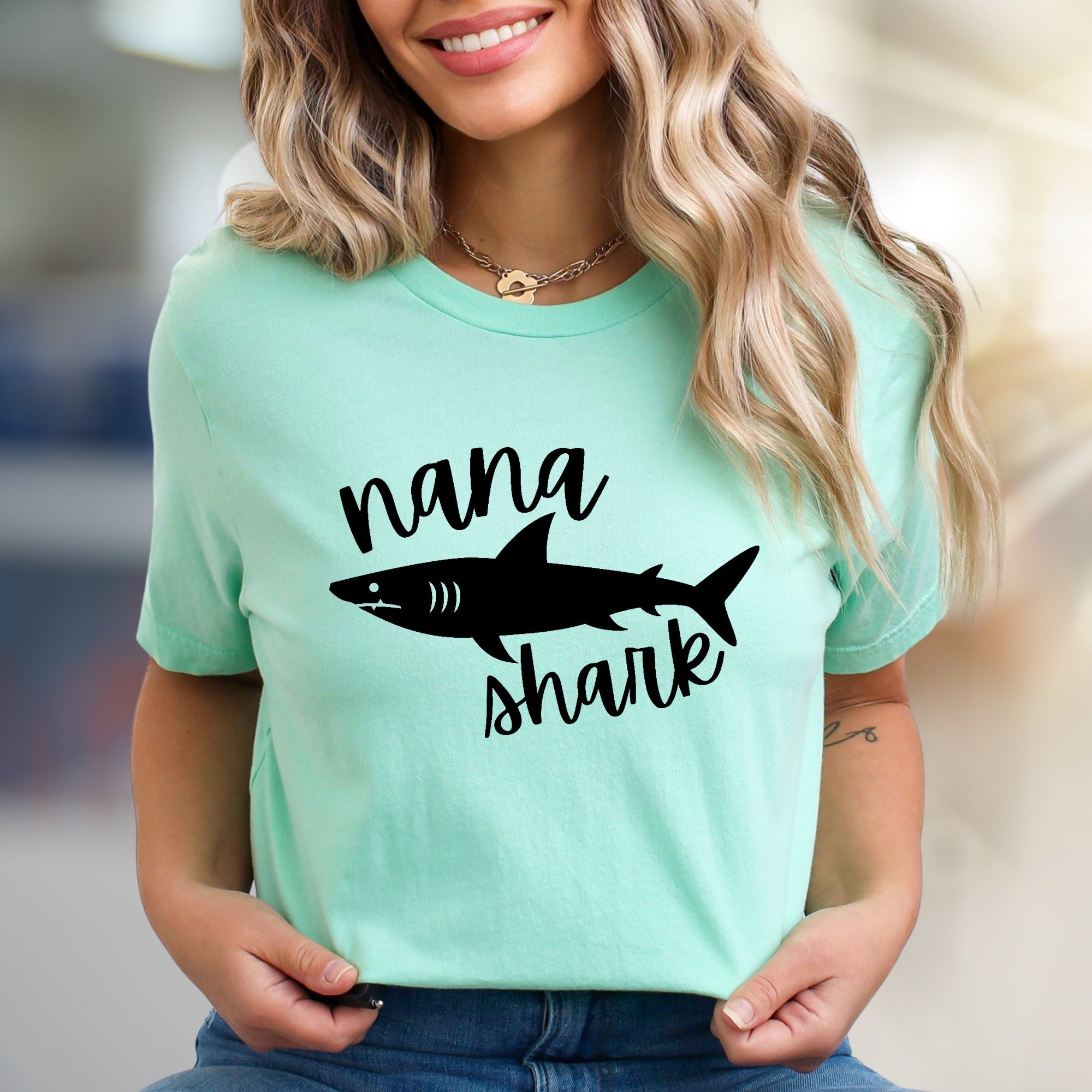 "Nana Shark" Family Fun Graphic Tee, a Heartfelt Pick for Grandmothers