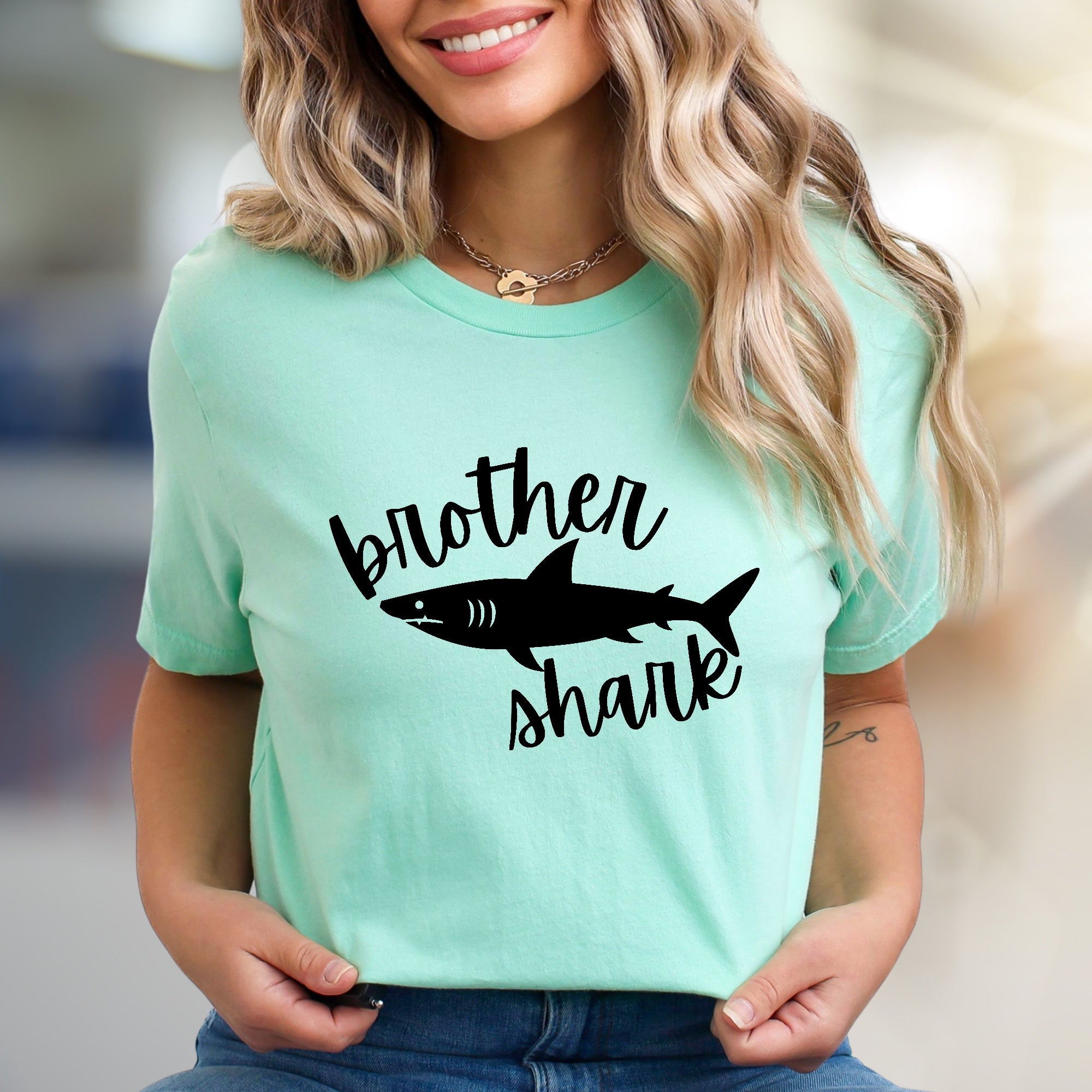 "Brother Shark" Wordplay Graphic Tee, a Family Fun Pick for Siblings