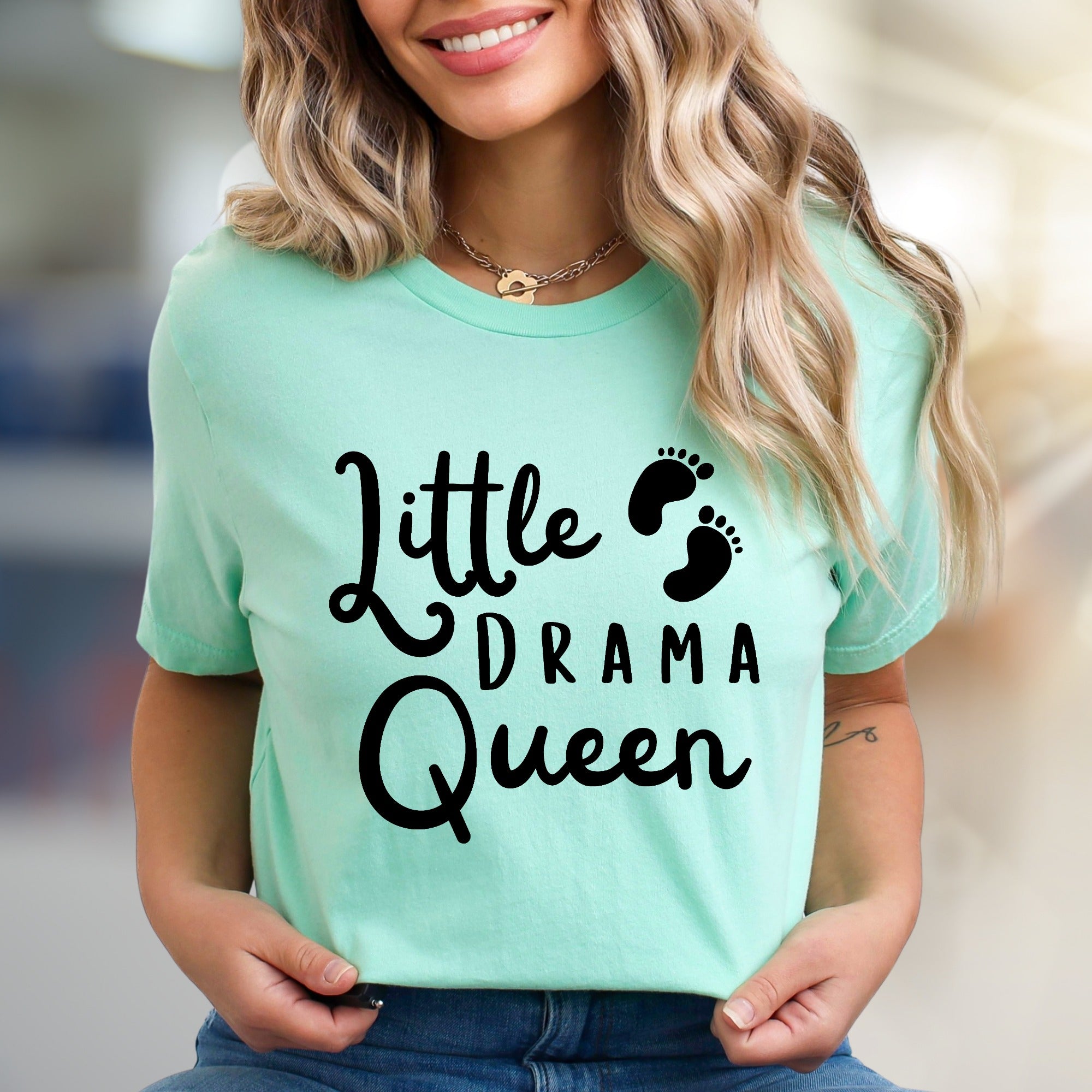 "Little Drama Queen" Baby Feet Graphic Tee, a Playful Pick for New Moms