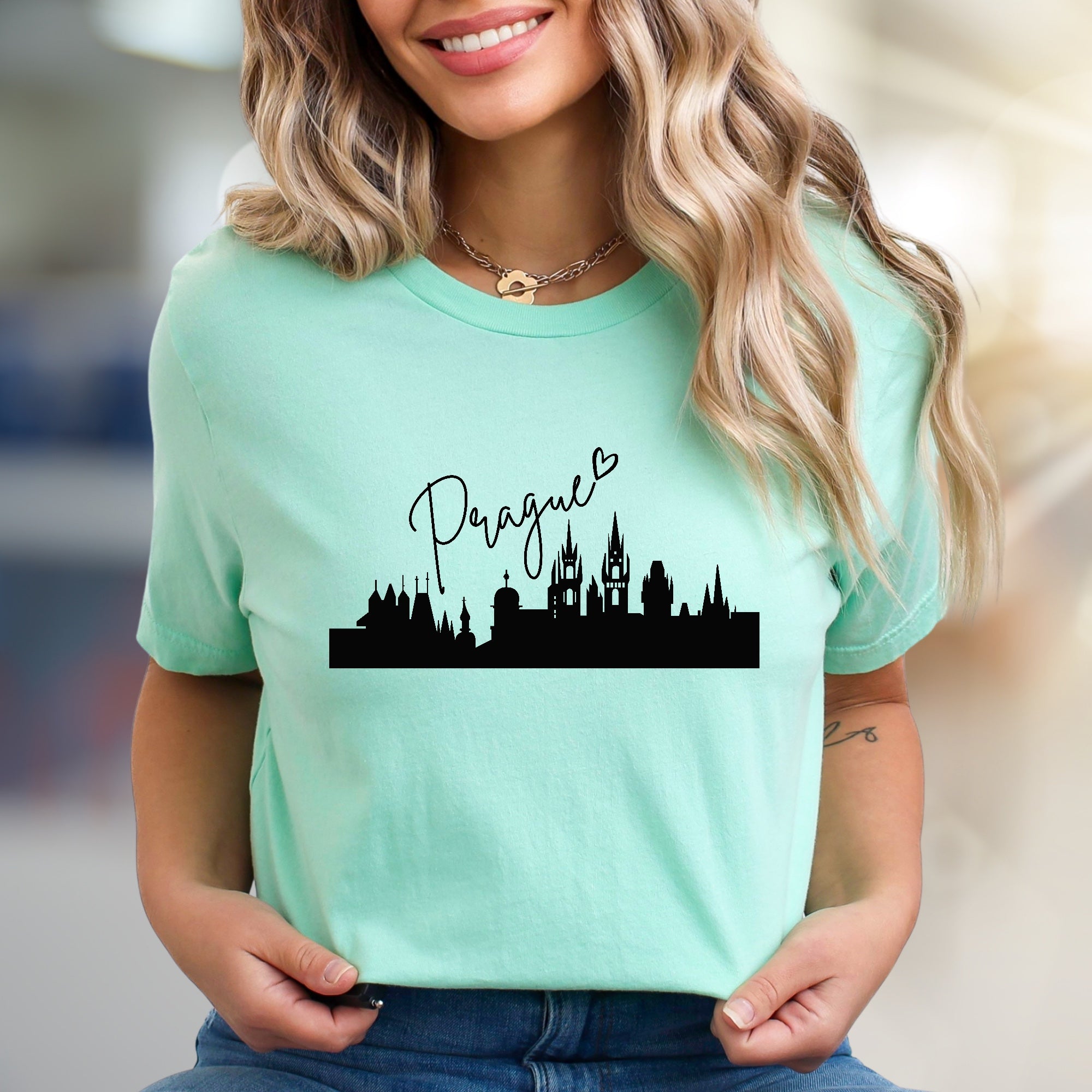 "Prague" Cityscape Graphic Tee, a Travel Souvenir Pick for Adventurers