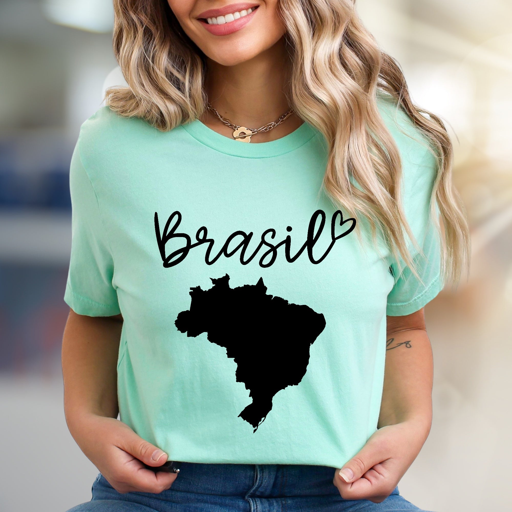 "Brasil" Map Graphic Tee, a Patriotic Pick for Travelers & Culture Lovers