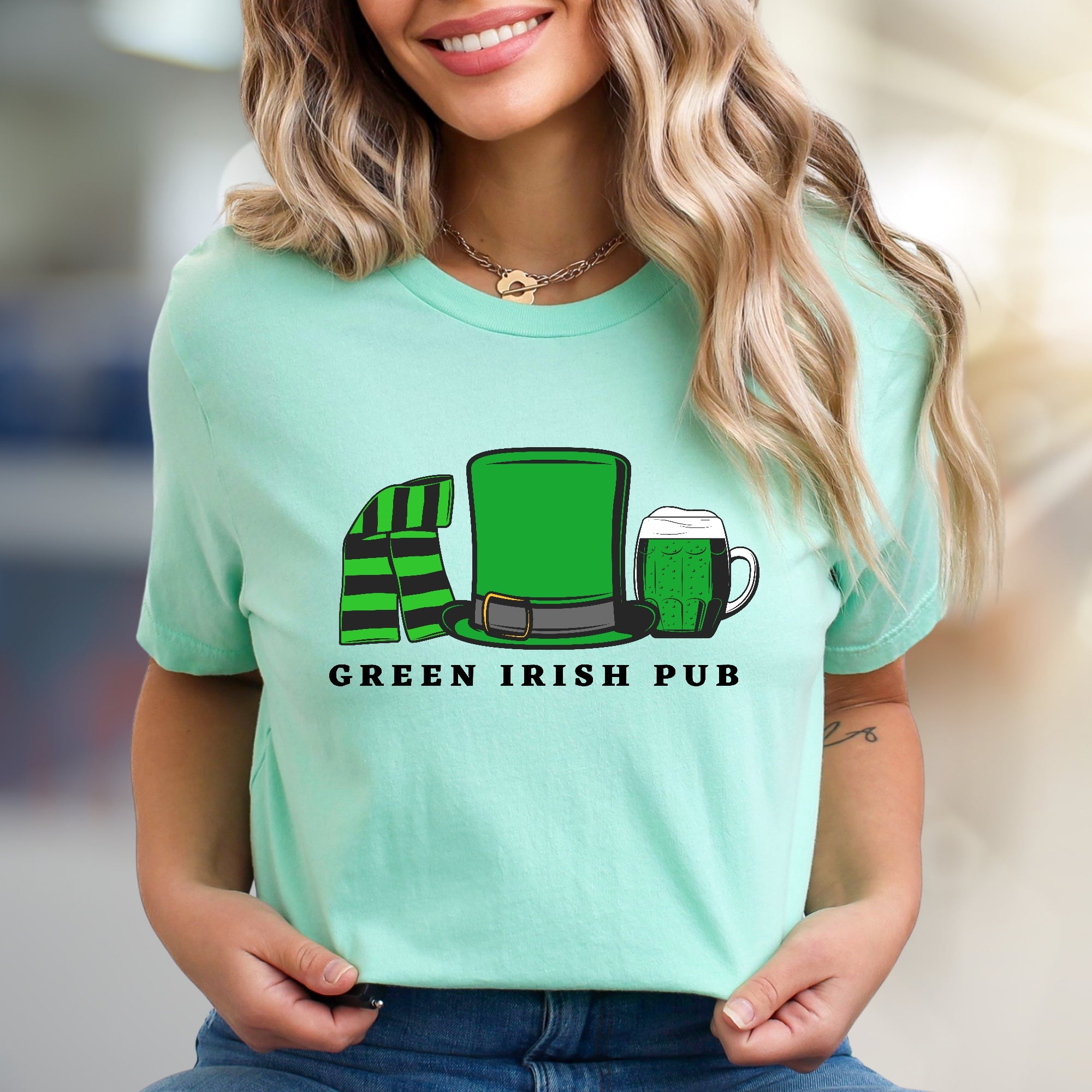 "GREEN IRISH PUB" Irish Celebration Graphic Tee, a St. Paddy's Day Pick for Enthusiasts