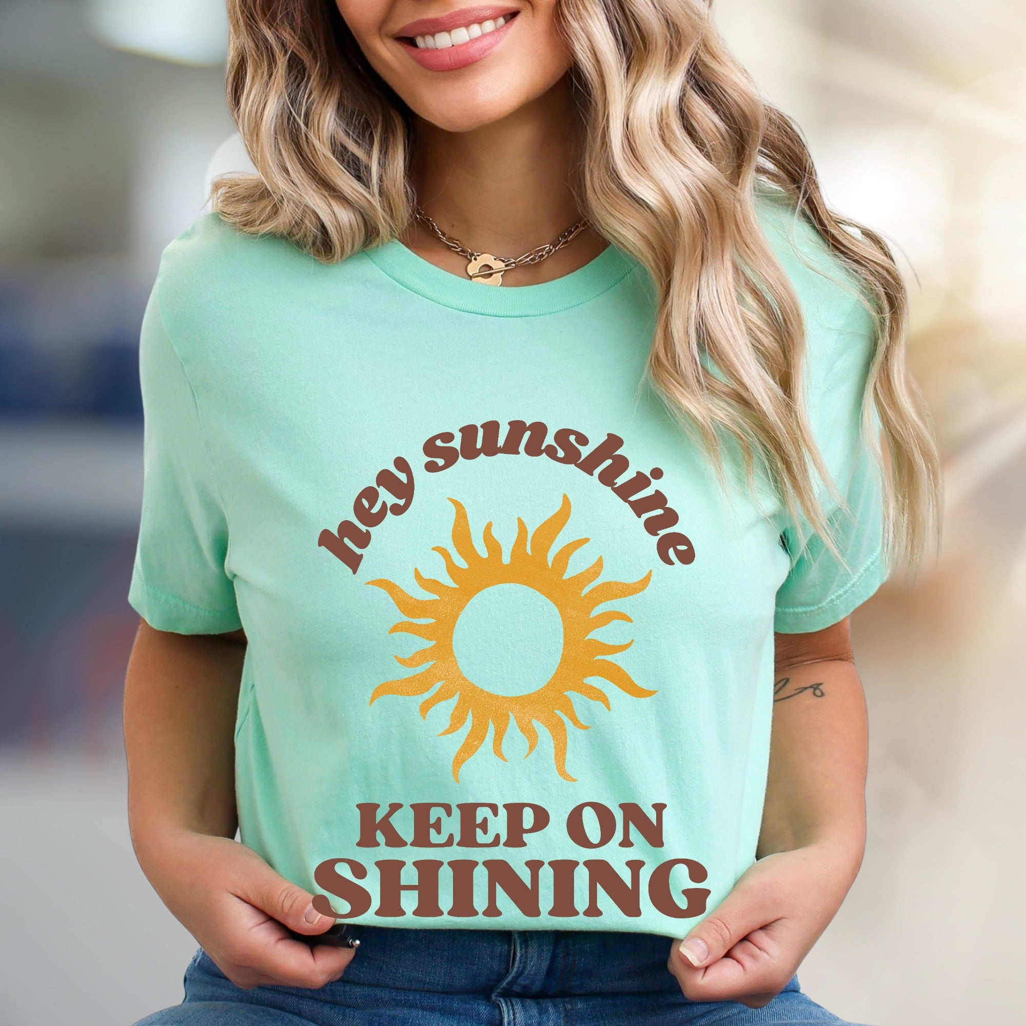 "Hey Sunshine Keep on Shining" Sunny Graphic Tee, a Positive Vibe Essential
