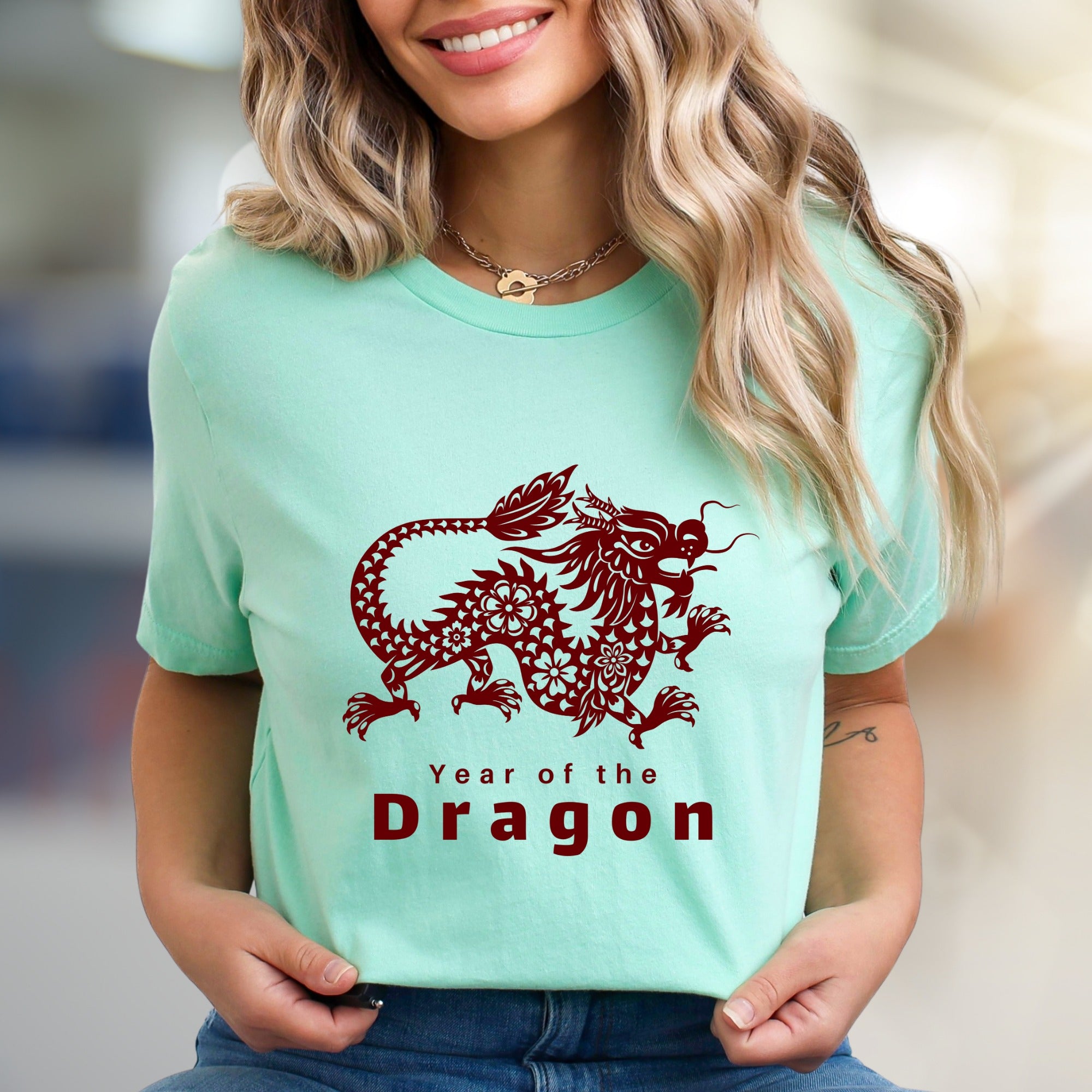 "Year of the Dragon" Folk Graphic Tee, an Empowering Asian Zodiac Pick for Enthusiasts