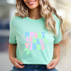 "Holly Jolly Vibes" Holiday Graphic Tee, a Festive Pick for Celebration