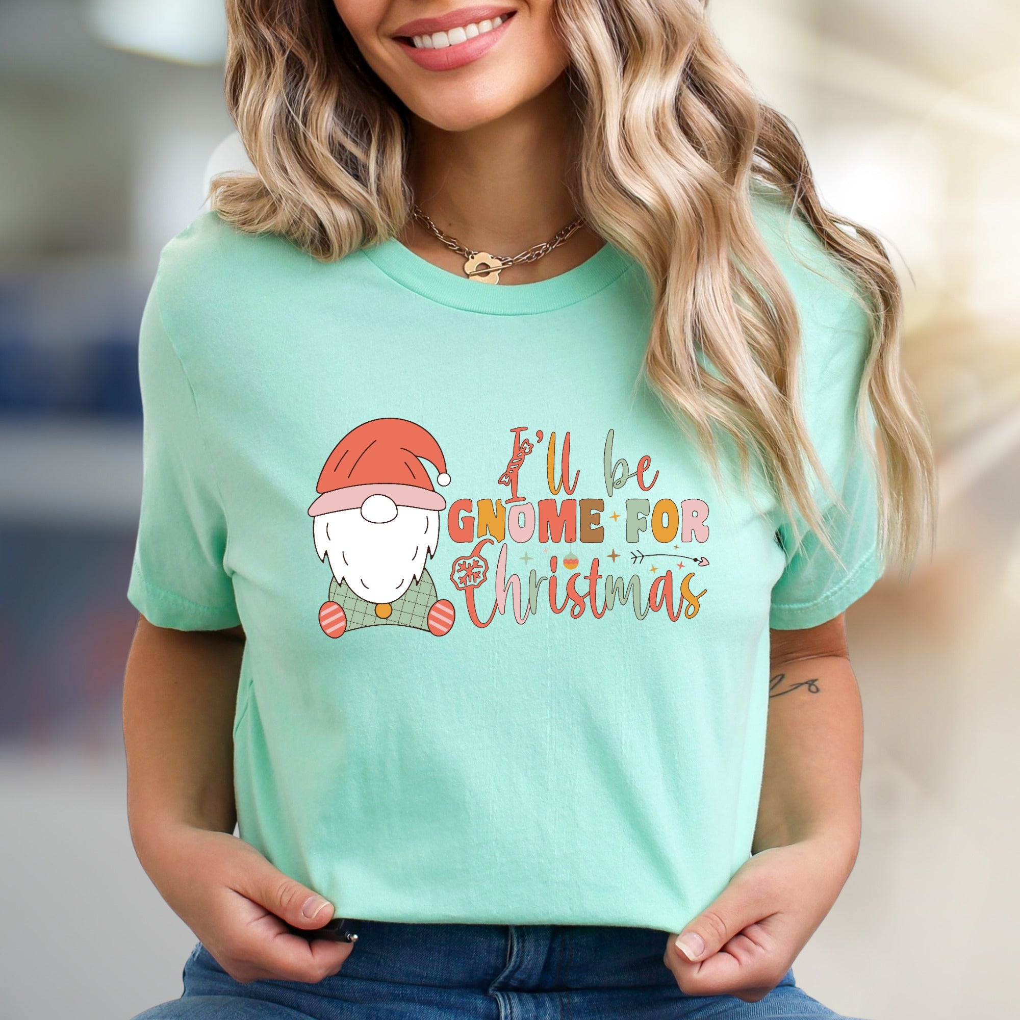 "I'll be Gnome For Christmas" Festive Gnome Graphic Tee, a Holiday Pick for Everyone