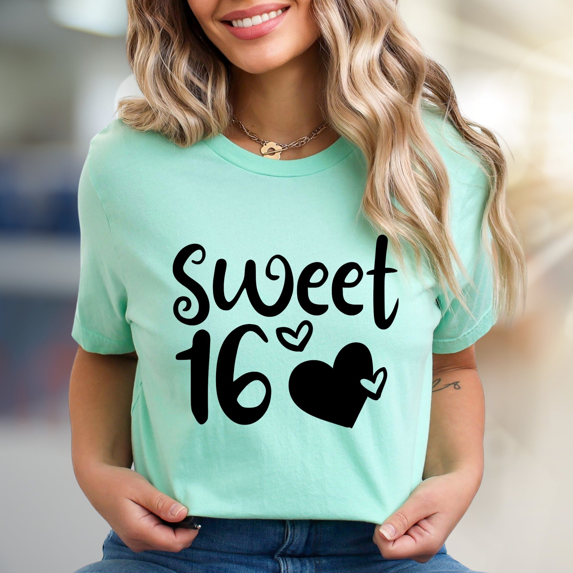 "Sweet 16" Birthday Celebration Graphic Tee, a Girly & Fun Pick for Teens