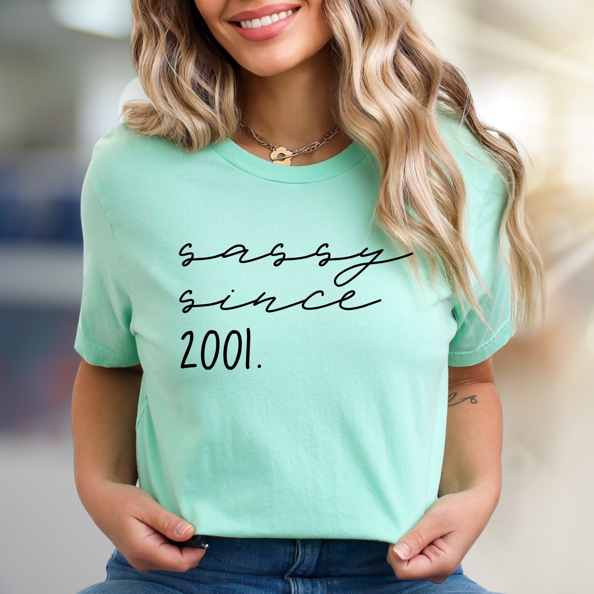 "Sassy Since 2001" Birthday Graphic Tee, a Bold Statement for Her