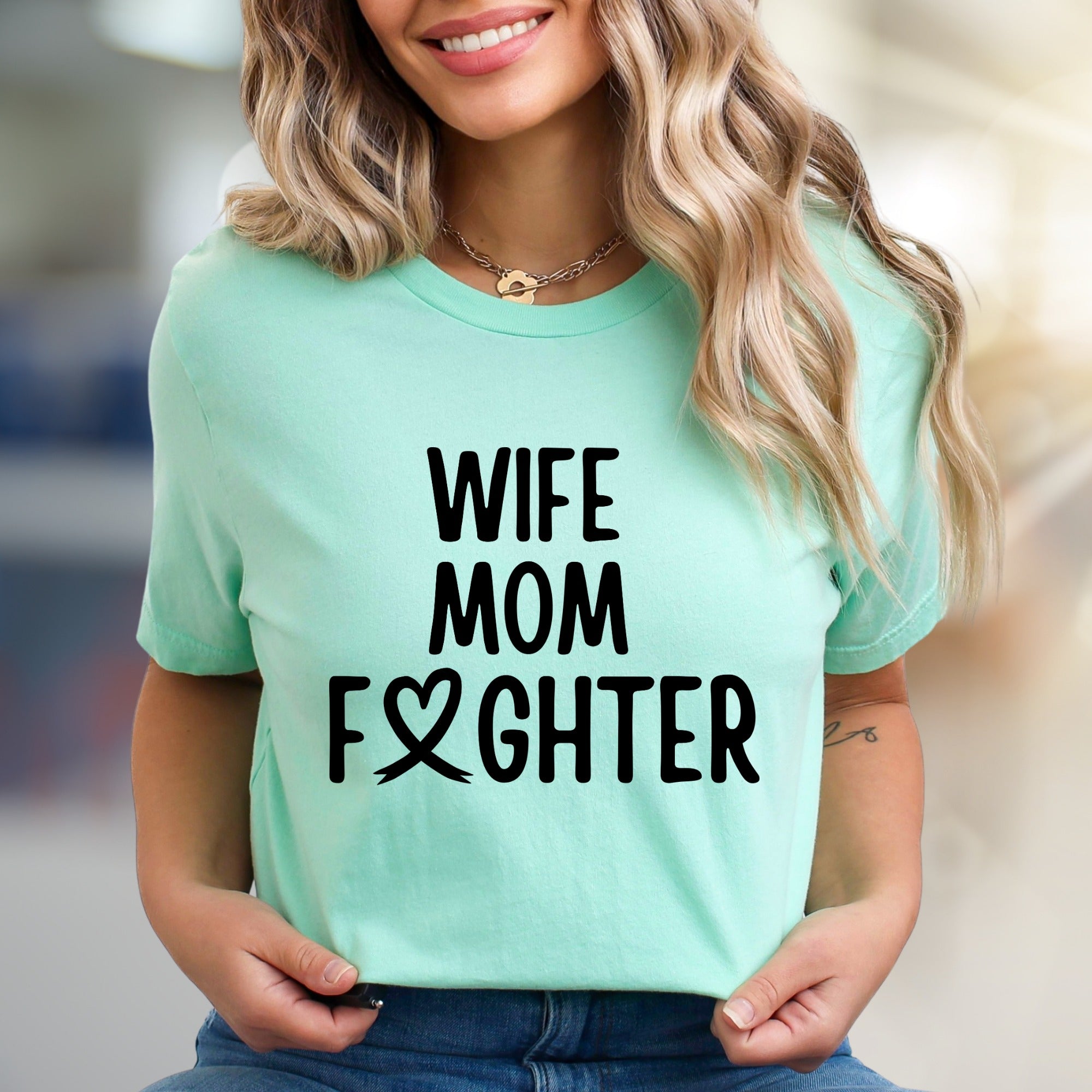 "WIFE MOM FIGHTER" Empowerment Graphic Tee, a Strength-Inspired Pick for Warriors