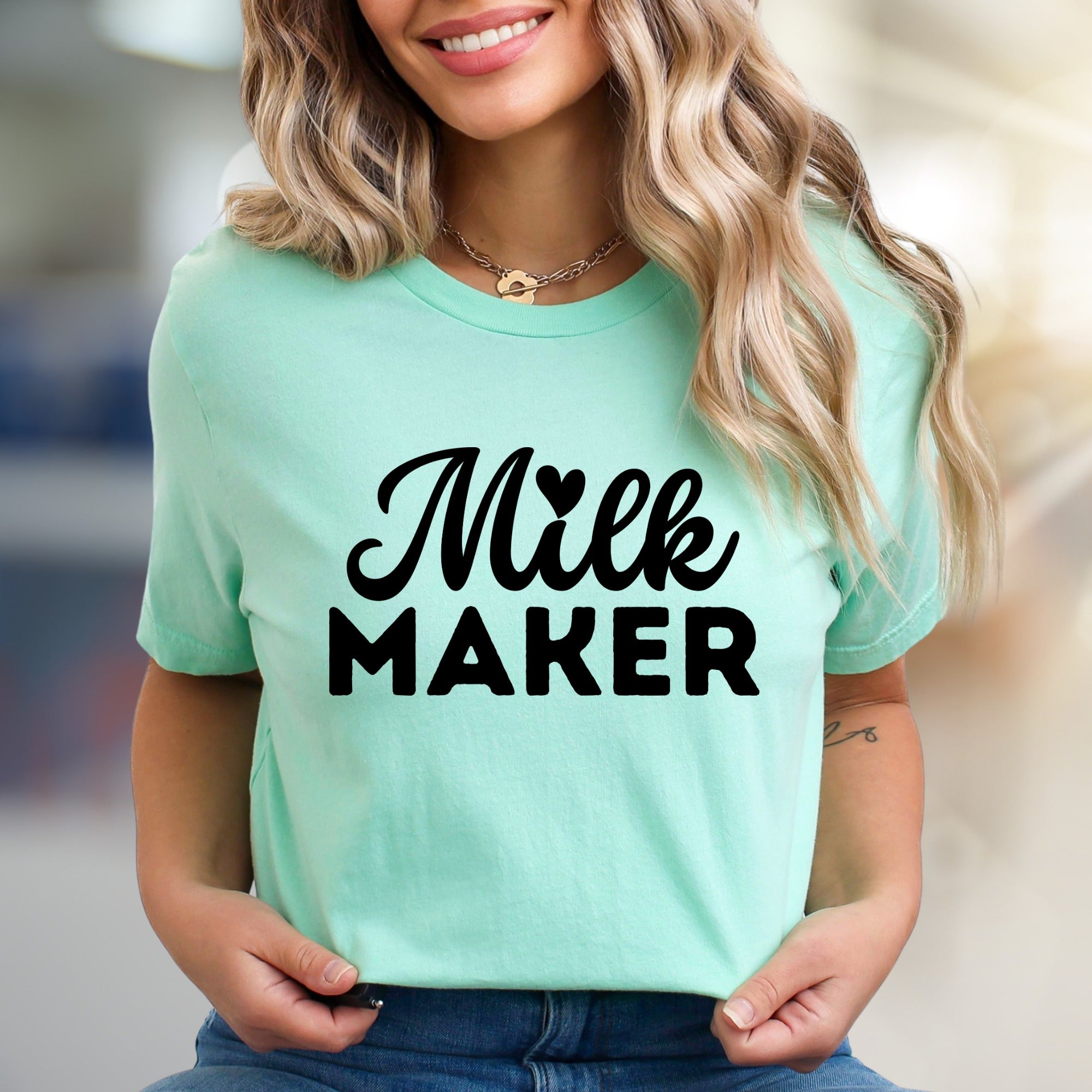 "Milk Maker" Cute Motherhood Graphic Tee, a Pregnancy & New Mom Pick for Her
