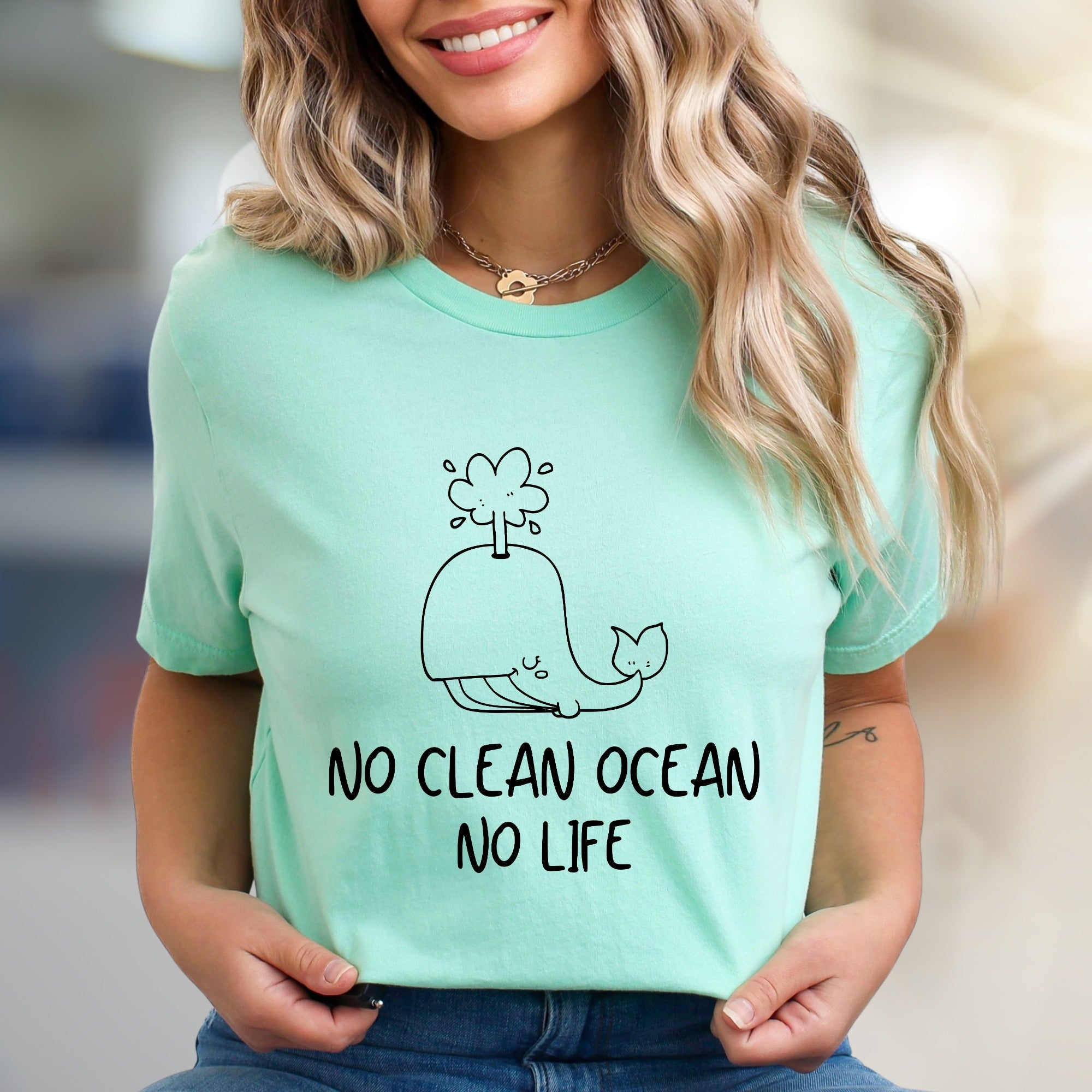 "NO CLEAN OCEAN NO LIFE" Whale Graphic Tee, an Eco-Conscious Statement for Advocates