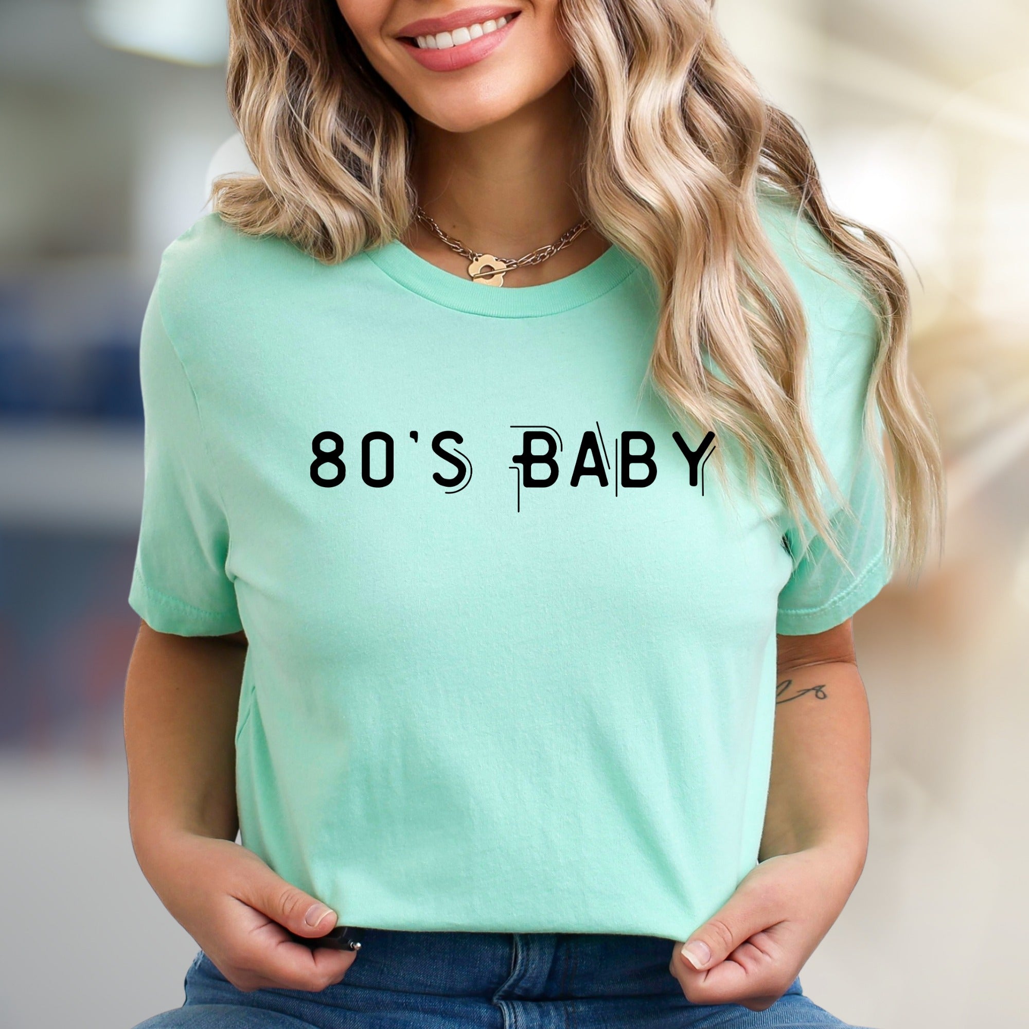 "80'S BABY" Retro Graphic Tee, a Nostalgia Pick for Millennials