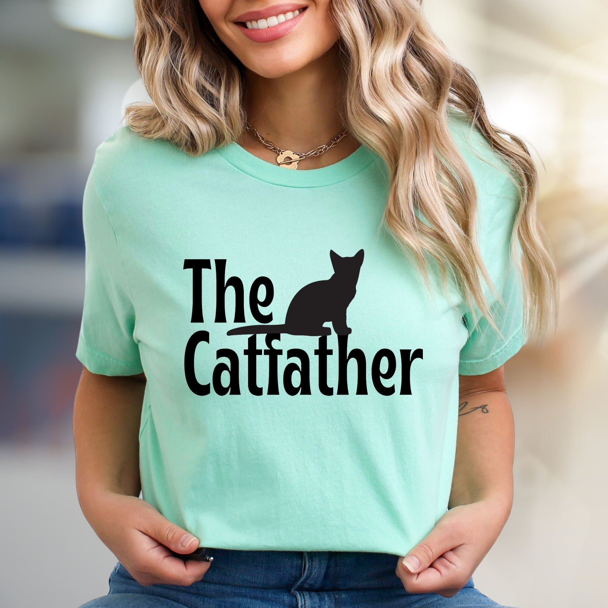 "The Catfather" Whimsical Cat Graphic Tee, a Feline Fan's Pick for Everyday Style