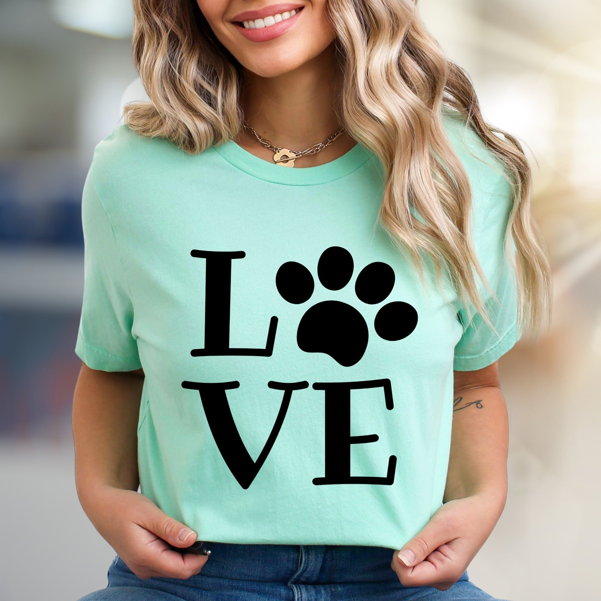 "LOVE" Paw Print Aesthetic Graphic Tee, a Pet Lover's Pick for Everyday Wear