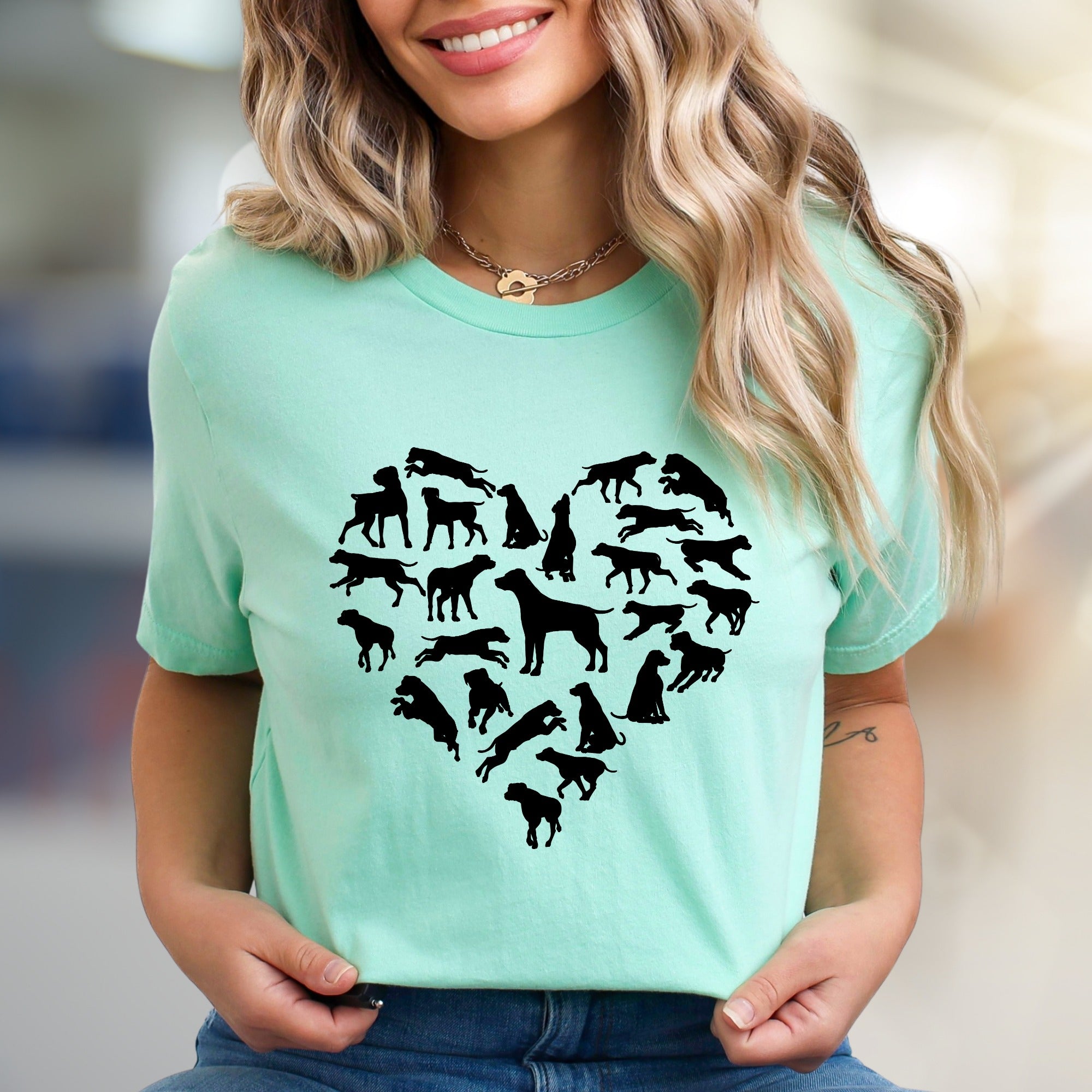 Dog Lover Heart Graphic Tee, A Canine Enthusiast's Everyday Style