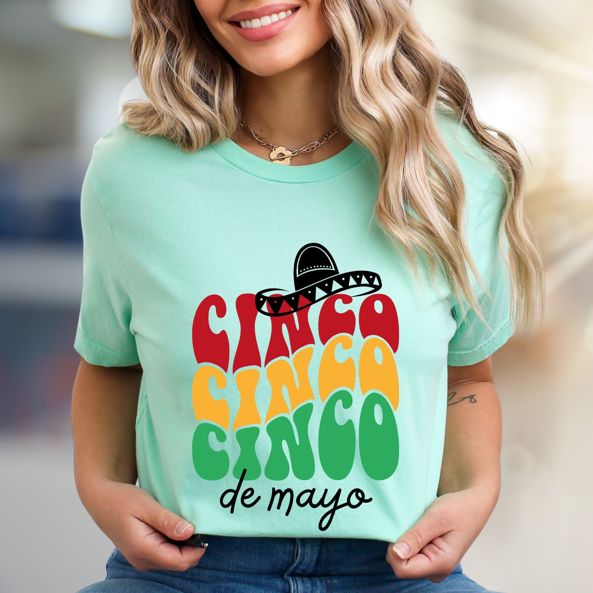 "CINCO CINCO CINCO de mayo" Sombrero Graphic Tee, a Festive Celebration Pick for Enthusiasts
