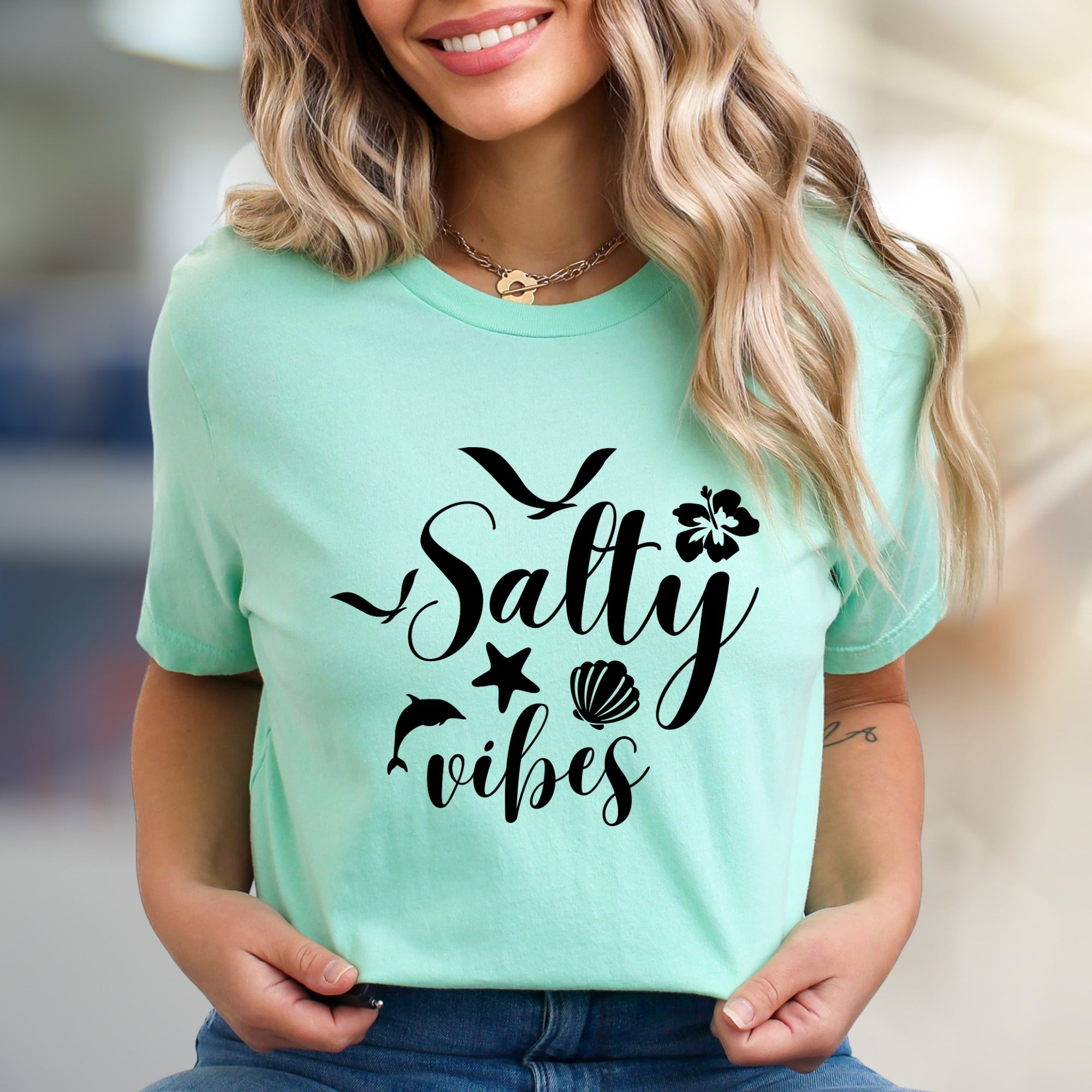 "Salty Vibes" Beachy Graphic Tee, a Coastal Pick for Ocean Lovers
