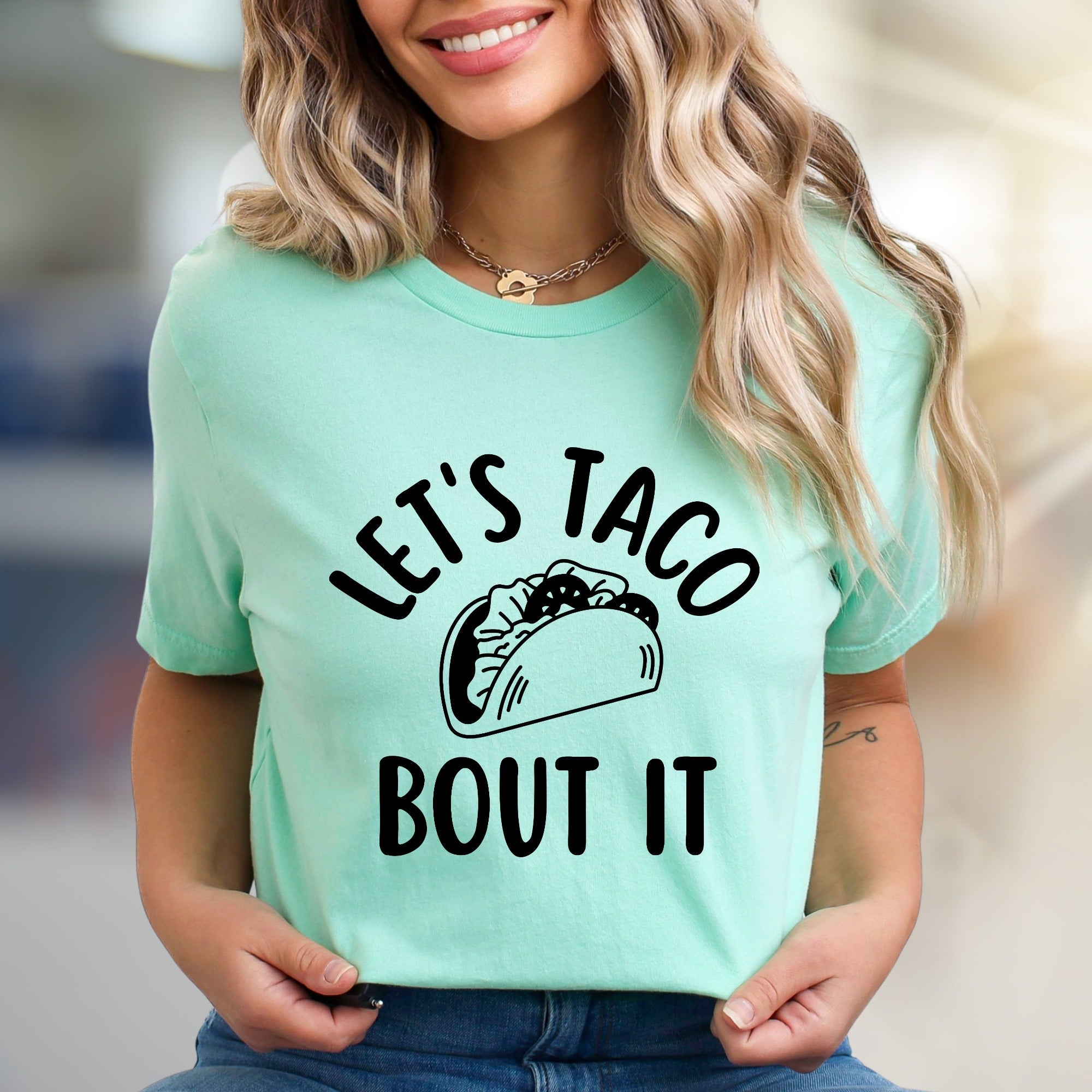 "Let's Taco Bout It" Fun Foodie Graphic Tee, a Casual Pick for Taco Lovers