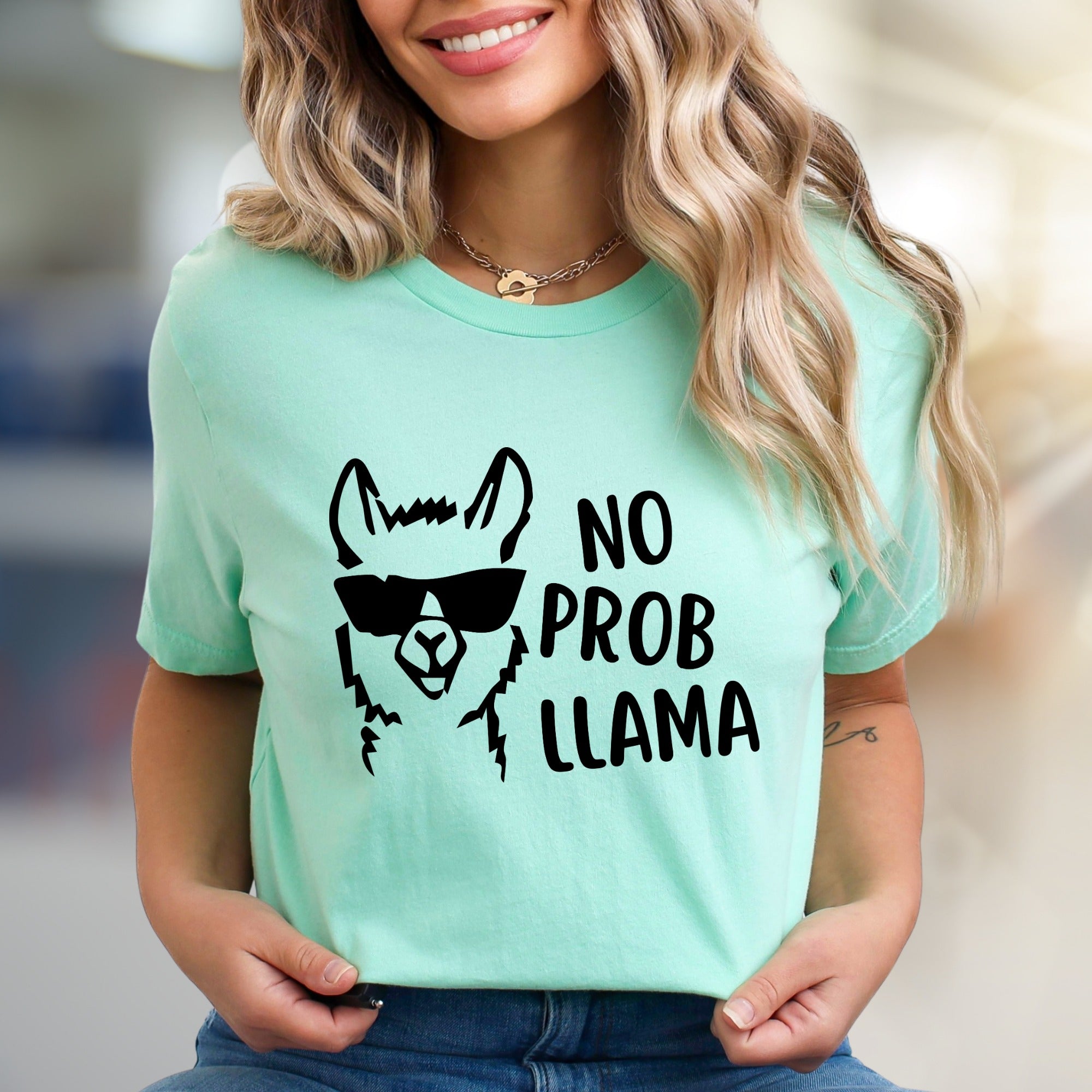 "NO PROB LLAMA" Cool Llama Graphic Tee, a Funny Animal Lover's Pick for Everyone