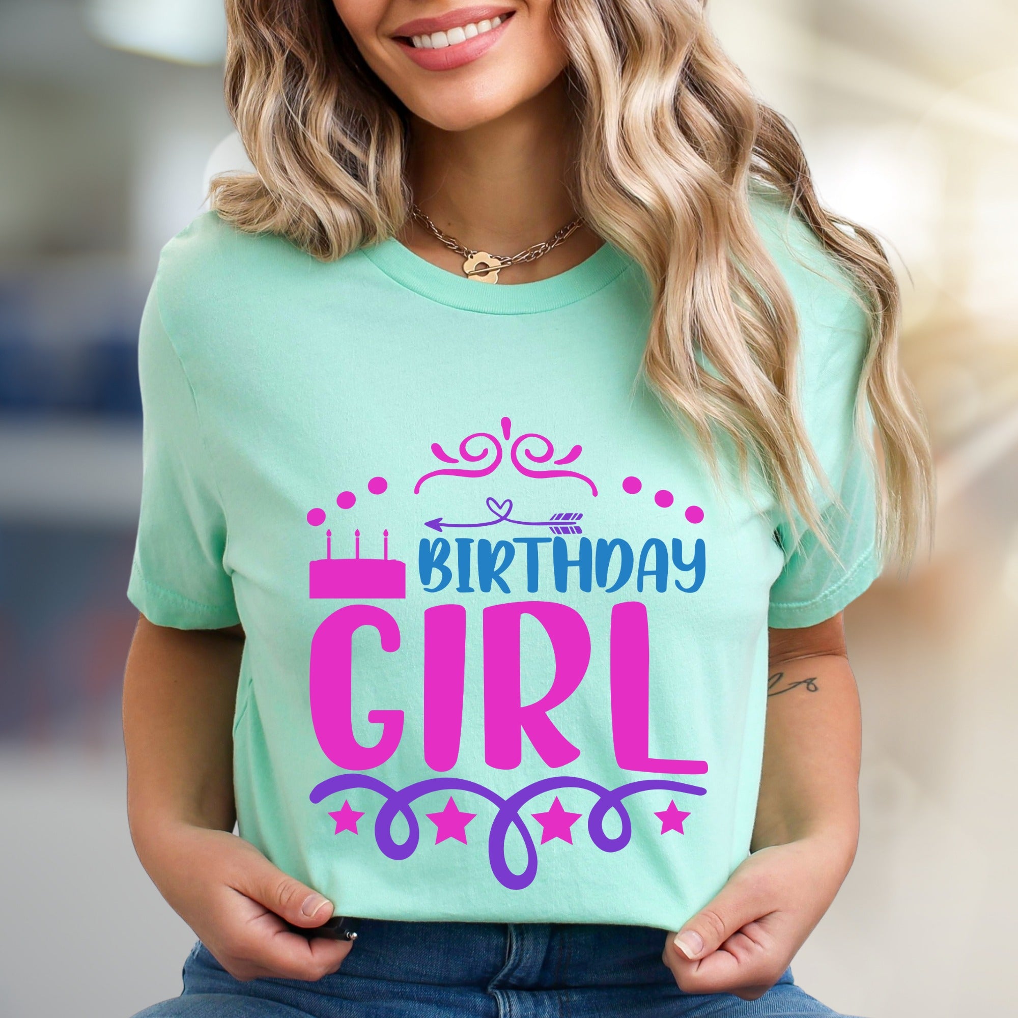 "BIRTHDAY GIRL" Celebration Graphic Tee, a Festive Pick for Her Day