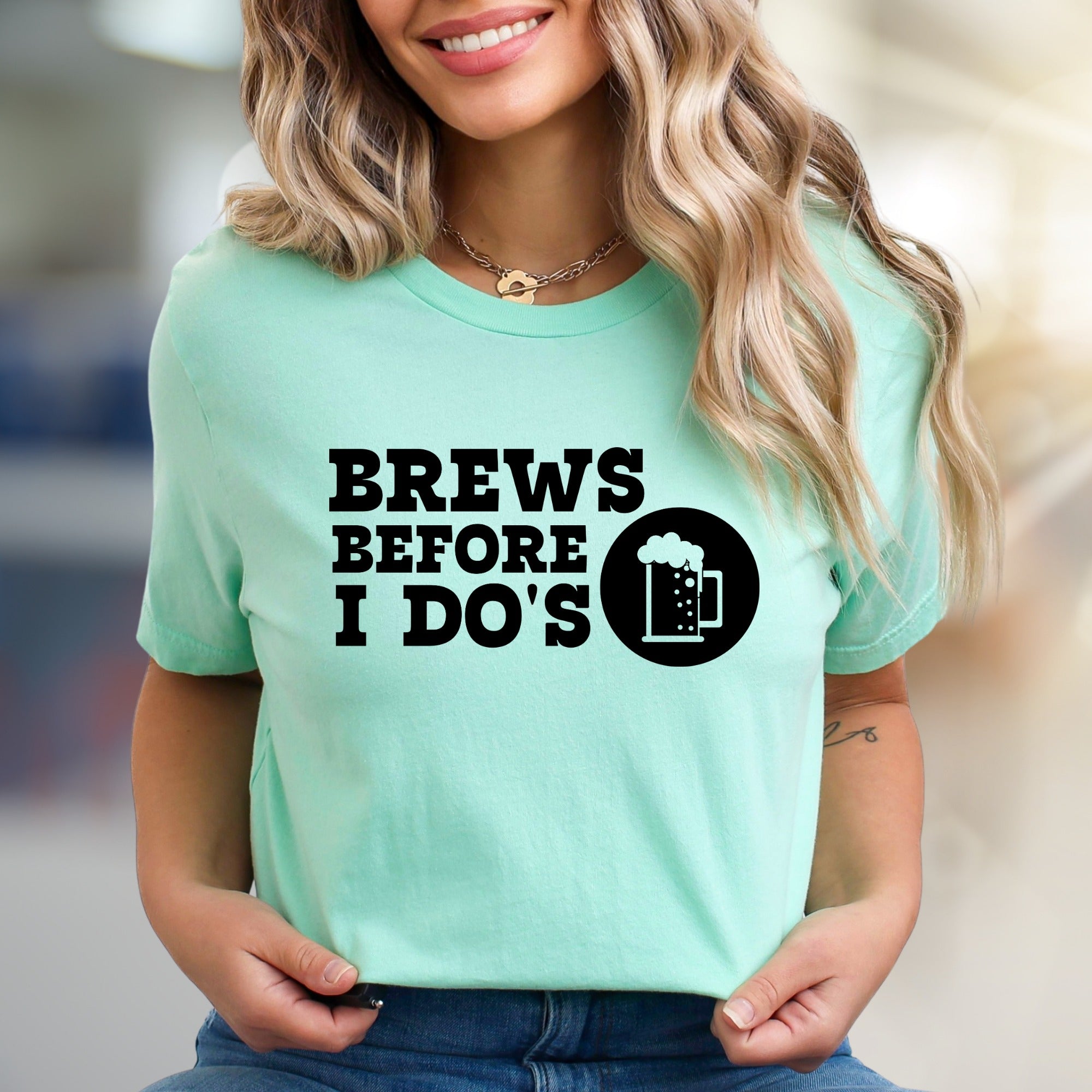 "Brews Before I Do's" Bachelor Party Graphic Tee, a Funny Celebration Pick for Future Grooms