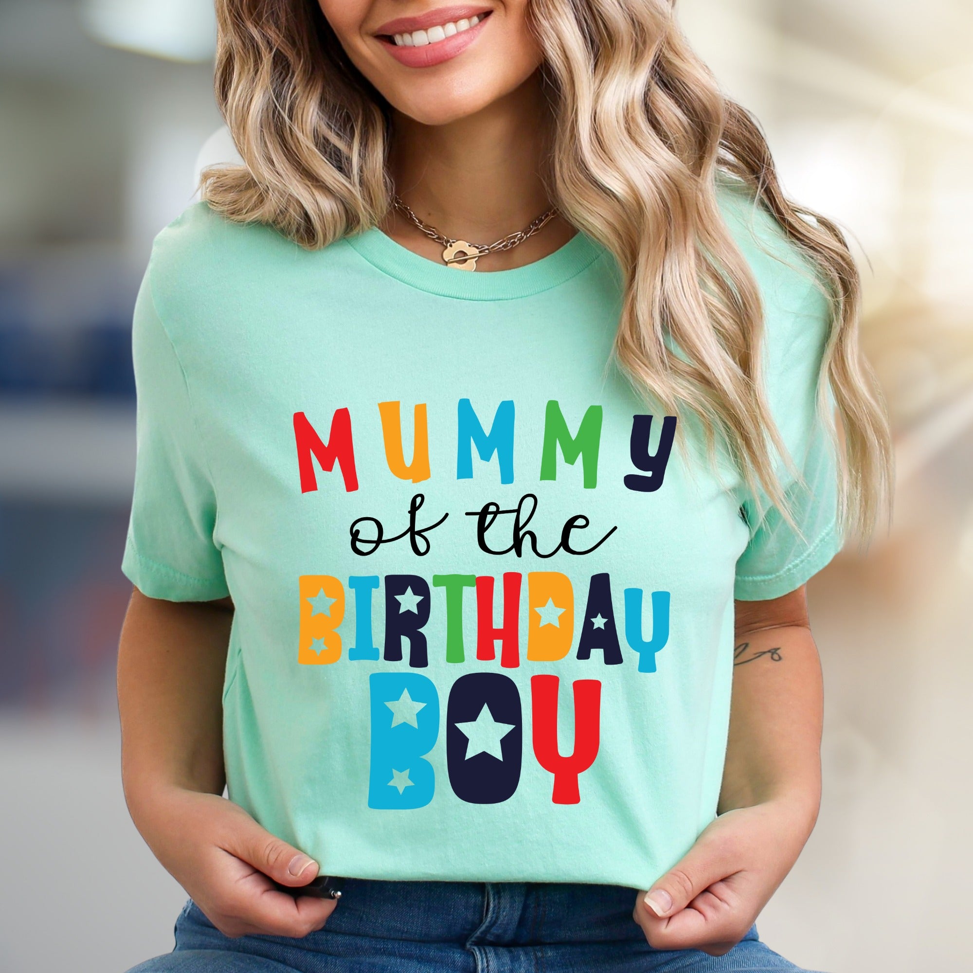 "MUMMY of the BIRTHDAY BOY" Celebration Graphic Tee, a Mom Life Pick for Proud Mothers