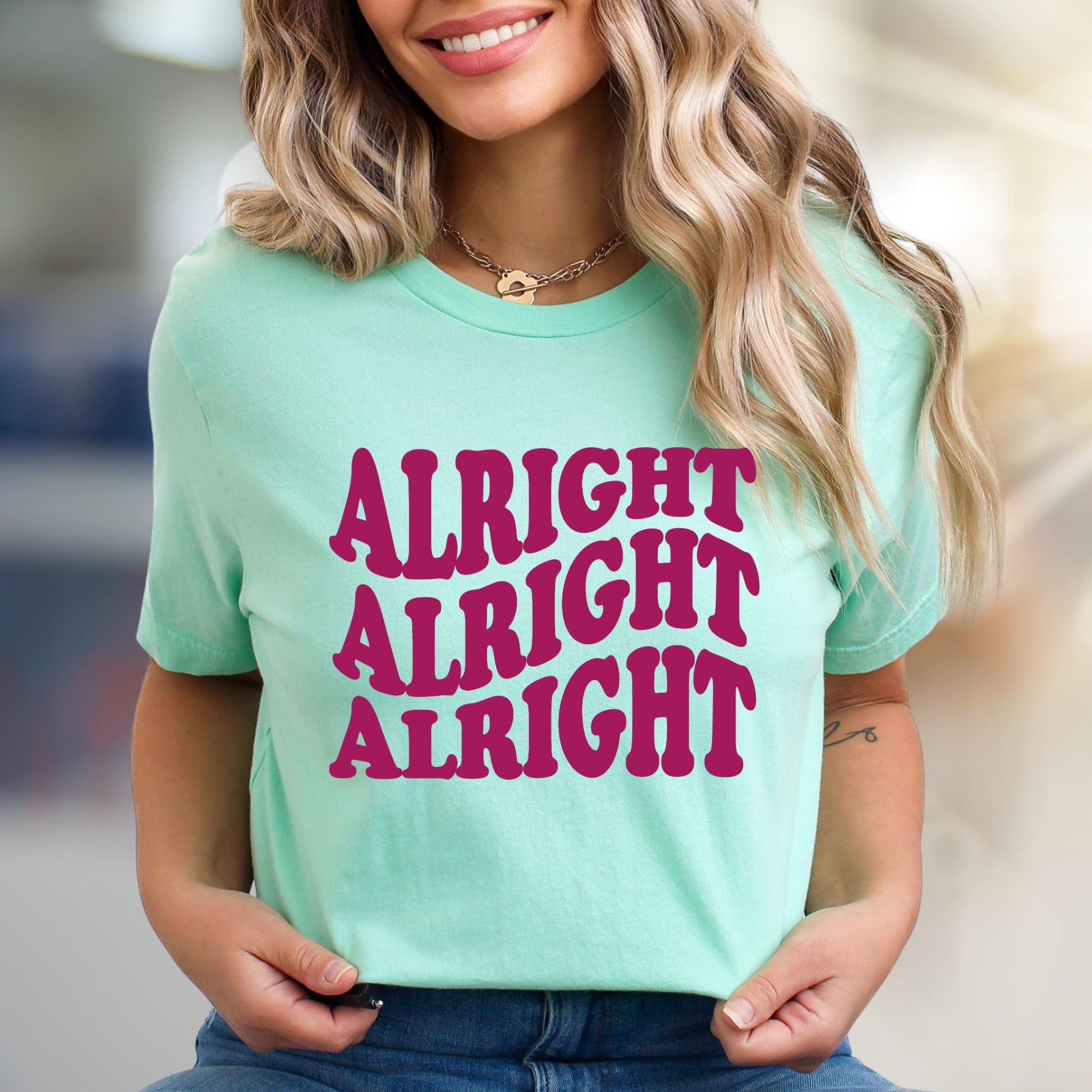 "Alright Alright Alright" Retro Graphic Tee, a 70s Vibe Pick for Laid-Back Souls
