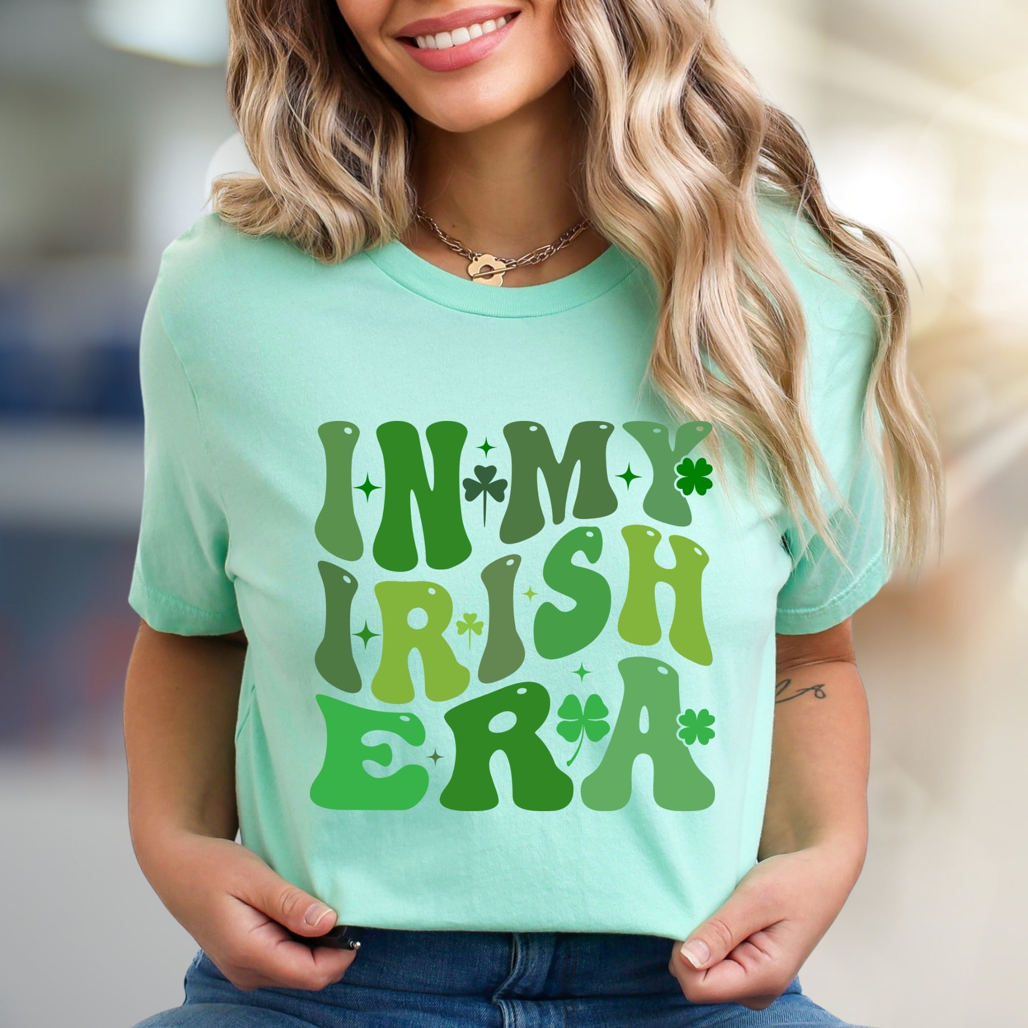 "IN MY IRISH ERA" Groovy St. Patrick's Day Graphic Tee, a Retro Vibe for Celebrators
