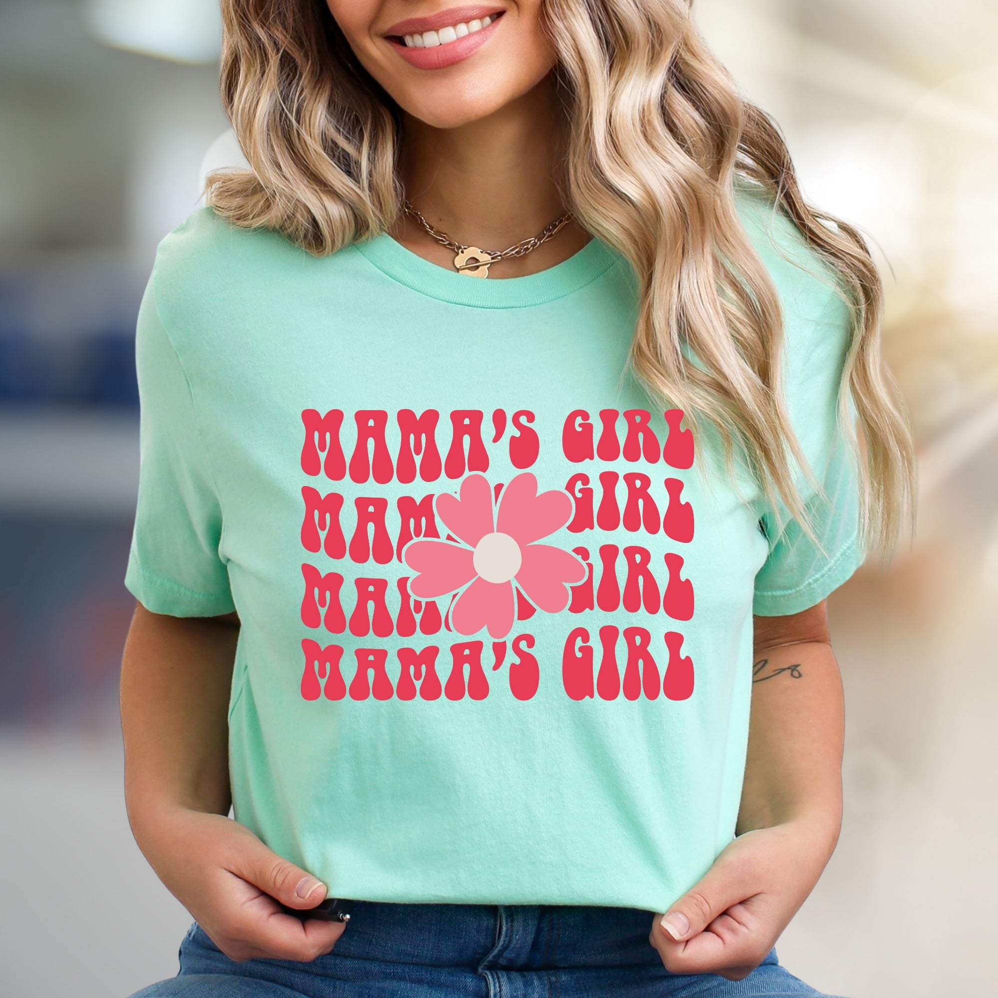 "Mama's Girl" Retro Flower Graphic Tee, a Sweet Statement for Daughters