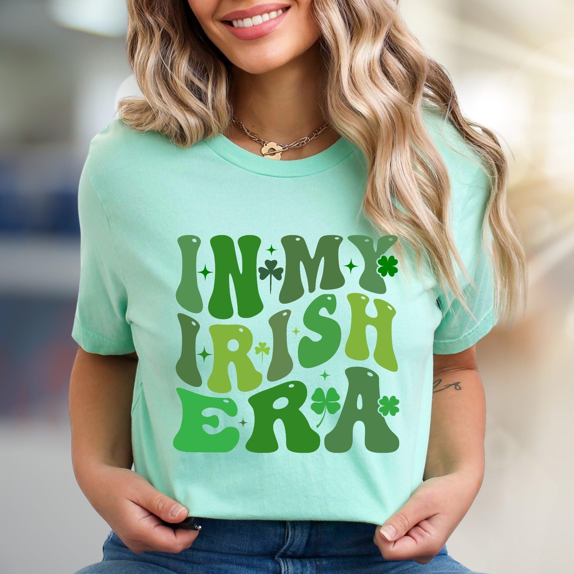 "IN MY IRISH ERA" Retro St. Paddy's Day Graphic Tee, a Festive Pick for Celebration Enthusiasts