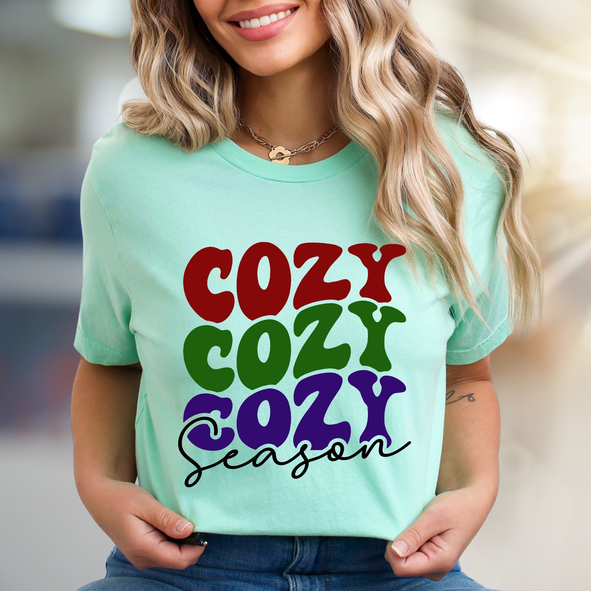 "Cozy Cozy Cozy Season" Retro Groovy Graphic Tee, a Comfort-First Unisex Pick