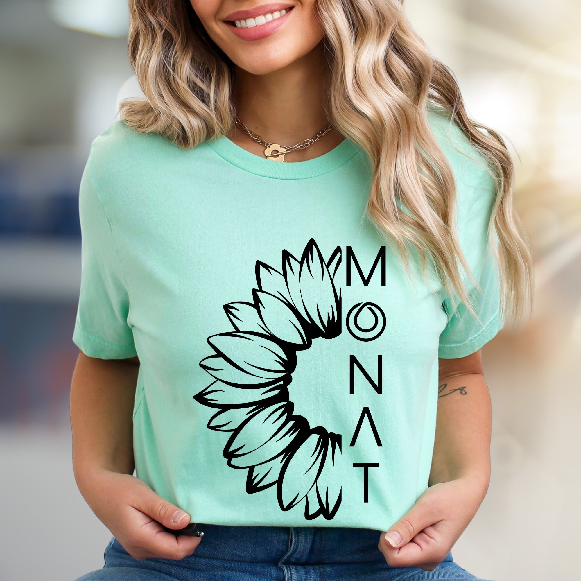 MONAT Sunflower Graphic Tee, A Botanical Statement T-Shirt for Wellness Advocates