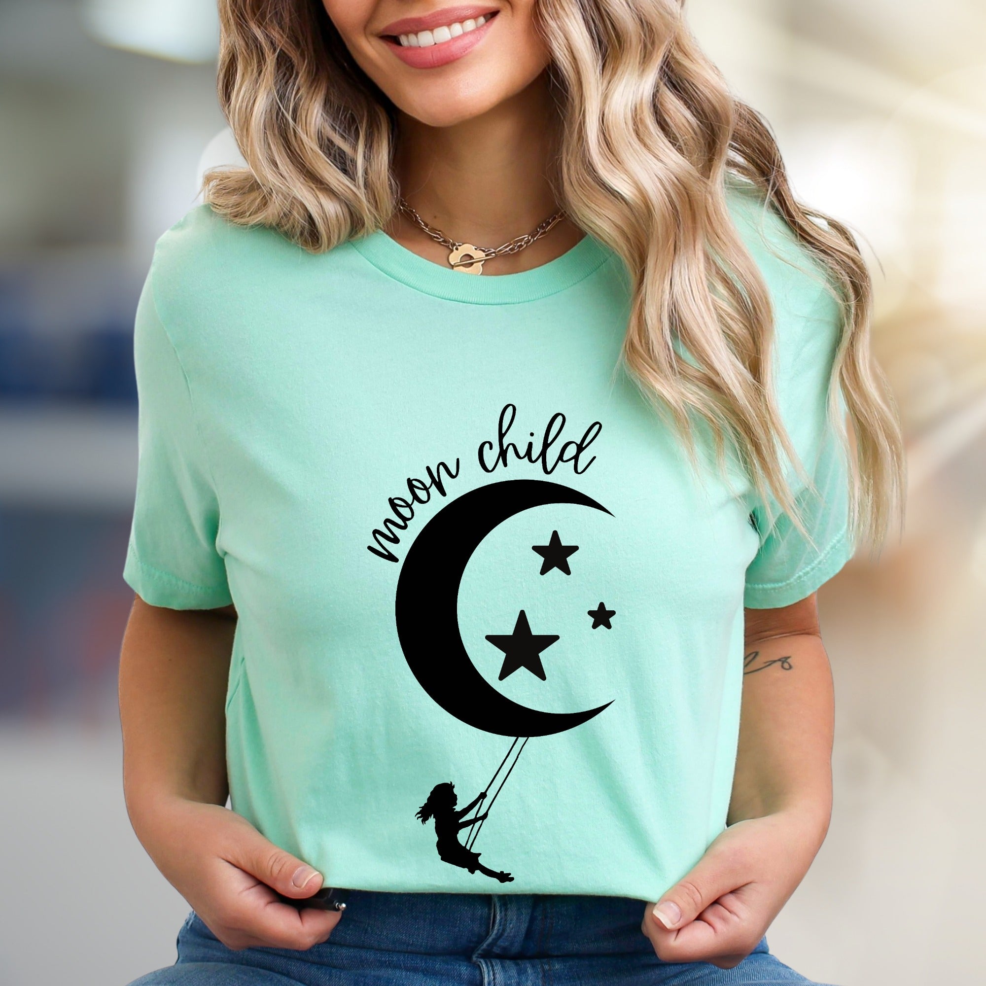 "Moon Child" Celestial Graphic Tee, a Dreamy Pick for Stargazers