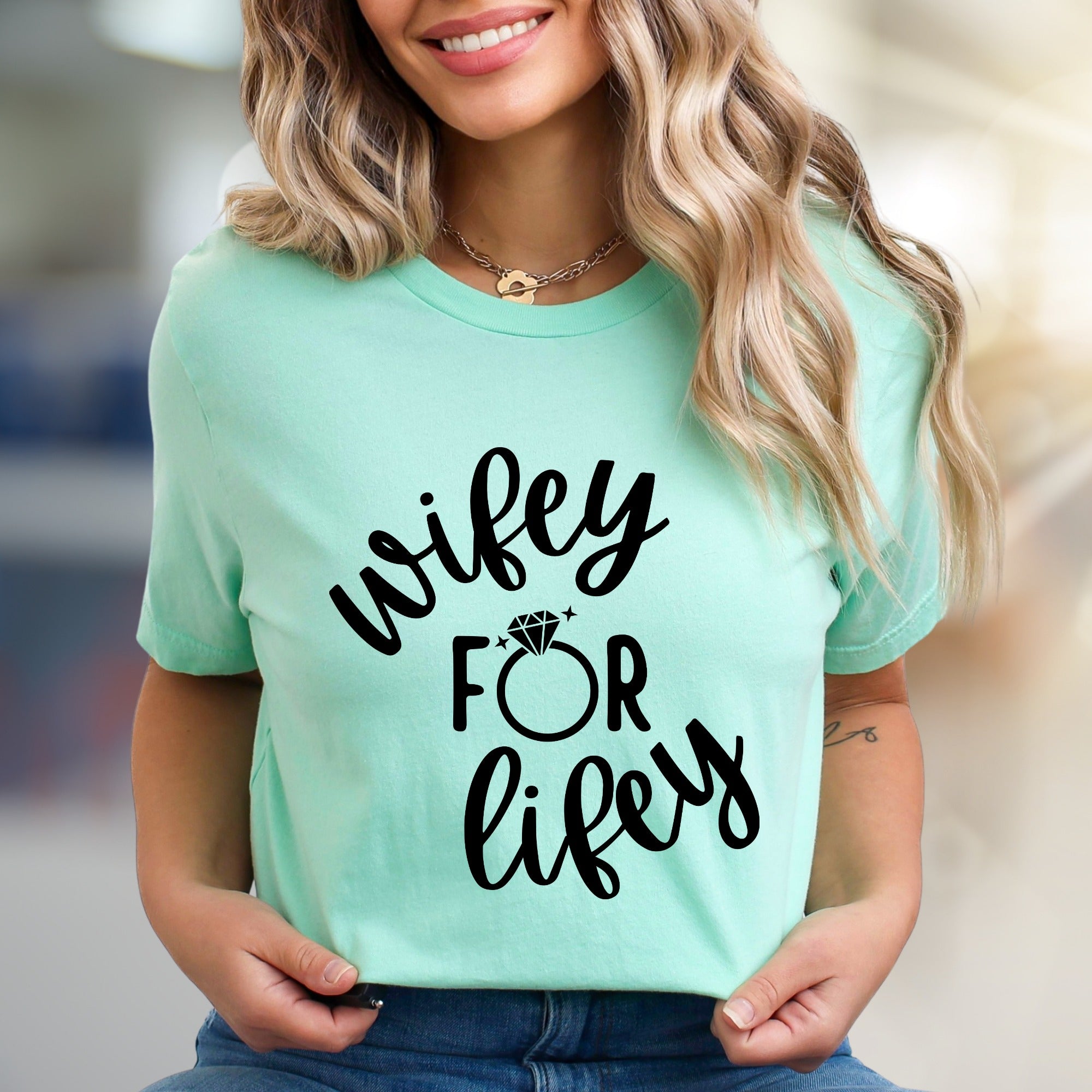 "Wifey For Lifey" Engagement Ring Graphic Tee, a Bridal Shower Pick for Future Wives