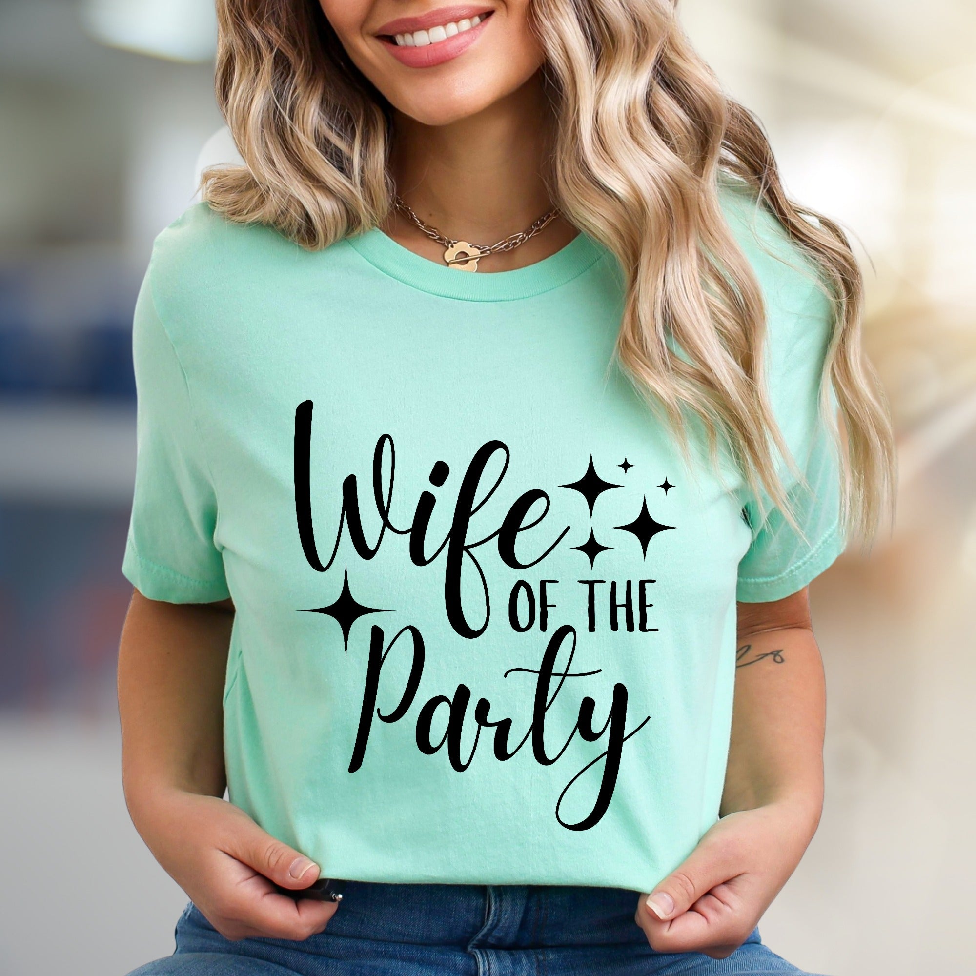 "Wife of the Party" Bachelorette Bash Graphic Tee, a Celebration Pick for Her