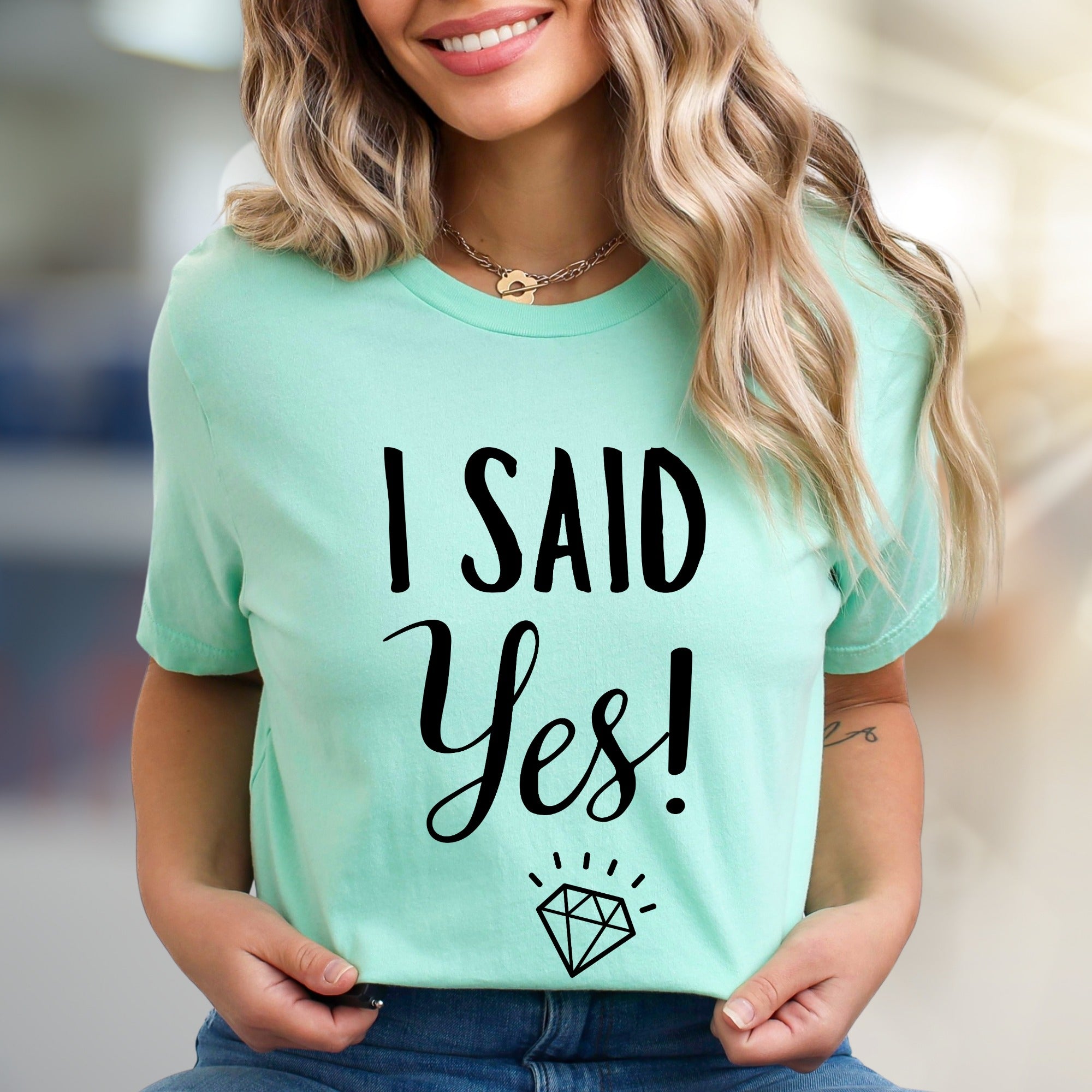 "I Said Yes!" Engagement Graphic Tee, a Bridal Party Pick for Brides-to-Be