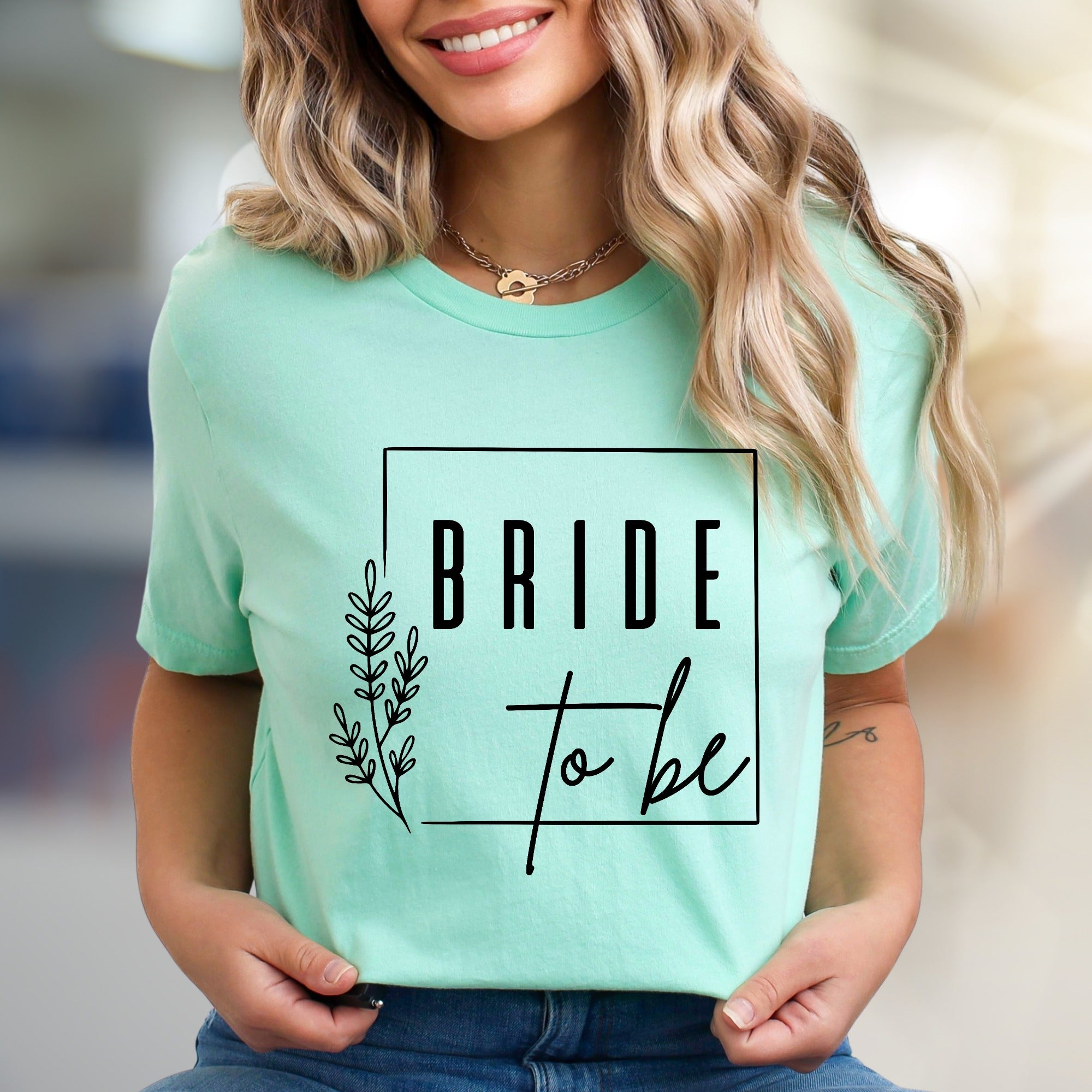 "BRIDE to be" Floral Frame Graphic Tee, a Bridal Party Pick for Engaged Women