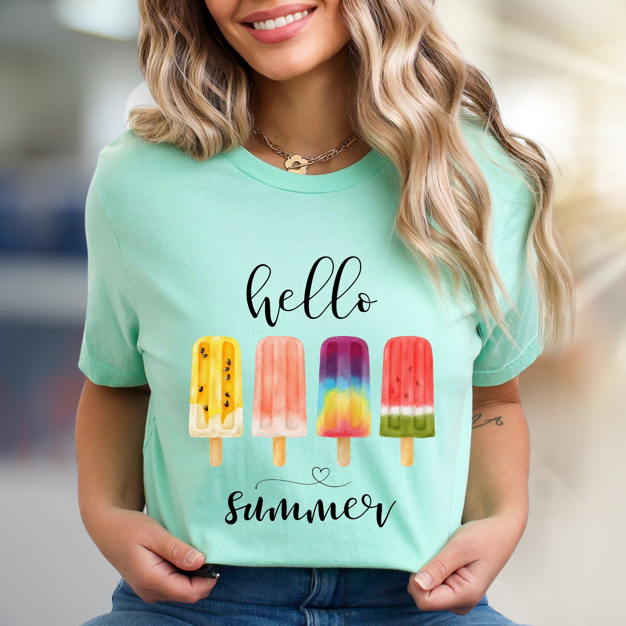 "hello summer" Popsicle Graphic Tee, a Summer Refreshment Pick for All