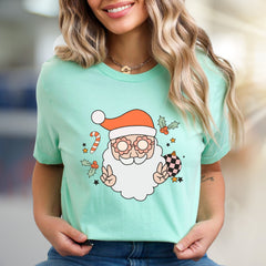 Groovy Santa Peace Sign Christmas Graphic Tee, a Retro Holiday Pick for Everyone