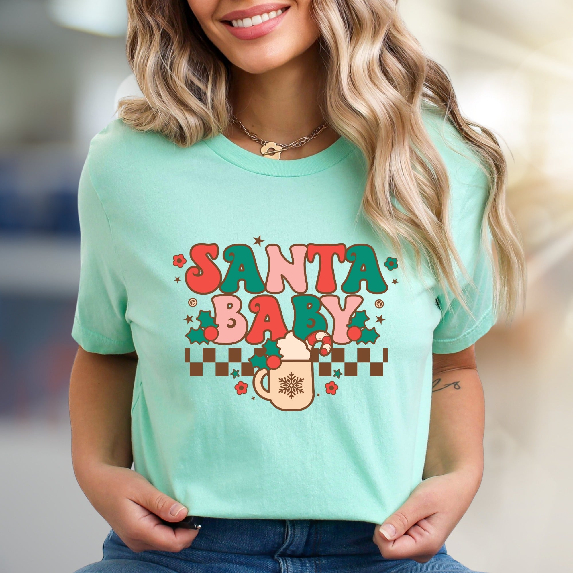 "SANTA BABY" Retro Christmas Graphic Tee, a Festive Niche Pick for Holiday Lovers