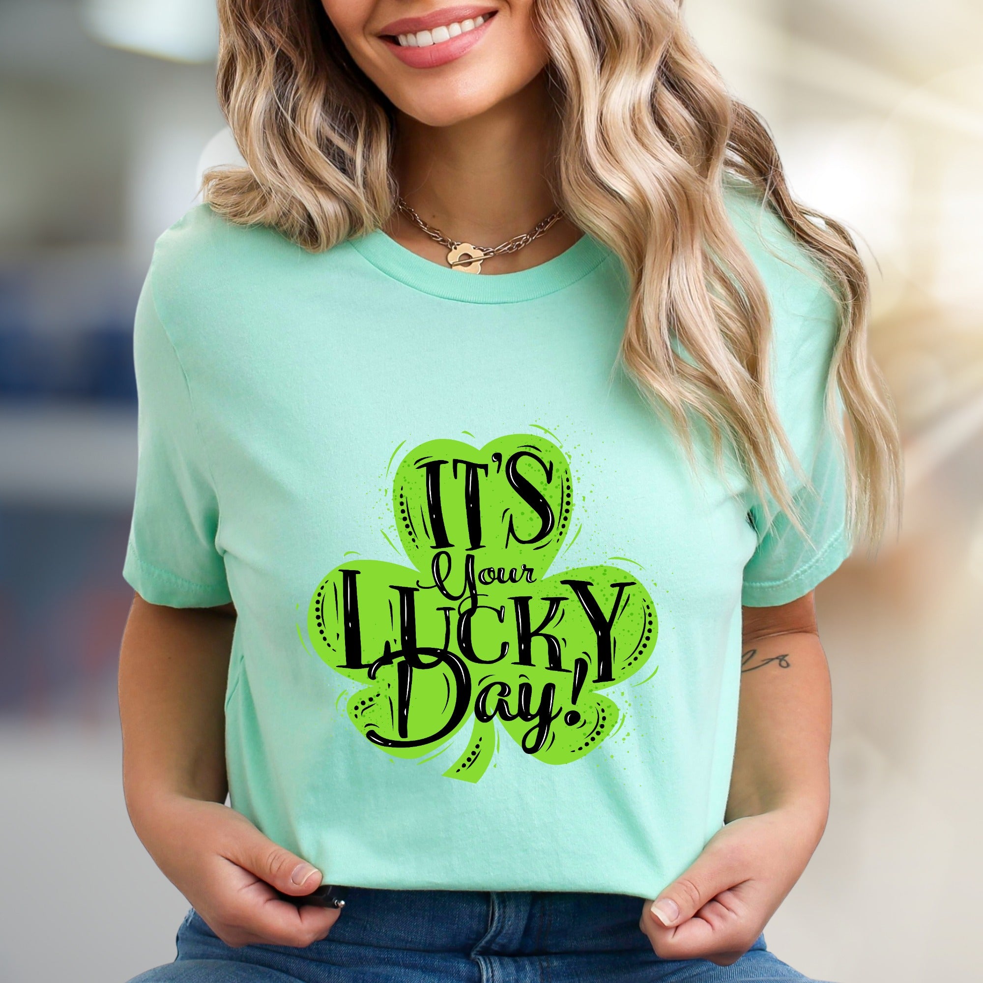 "IT'S Your LUCKY Day!" Shamrock Graphic Tee, a Festive St. Patrick's Pick for Everyone
