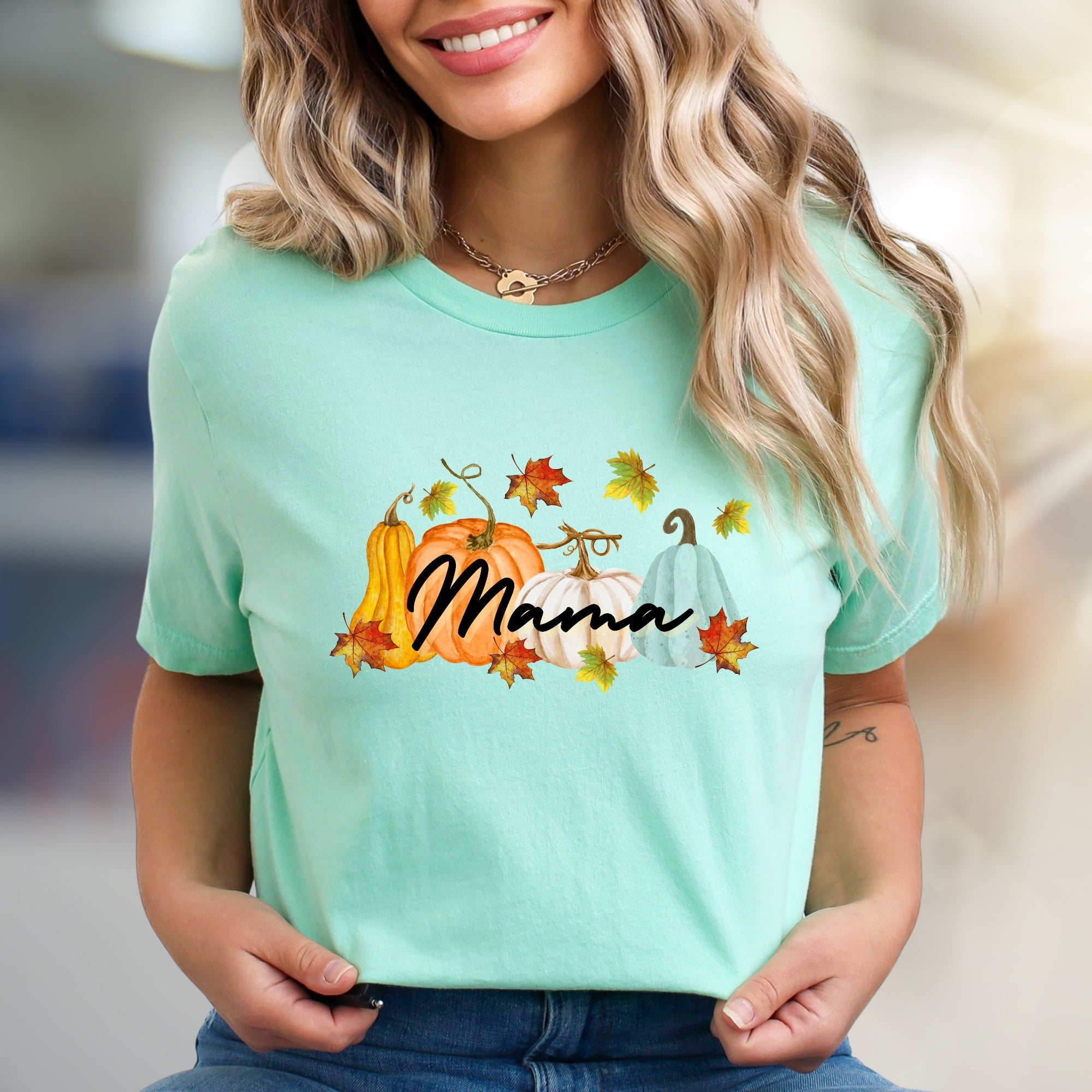 "Mama" Autumn Pumpkin Patch Graphic Tee, a Cozy Fall Pick for Moms