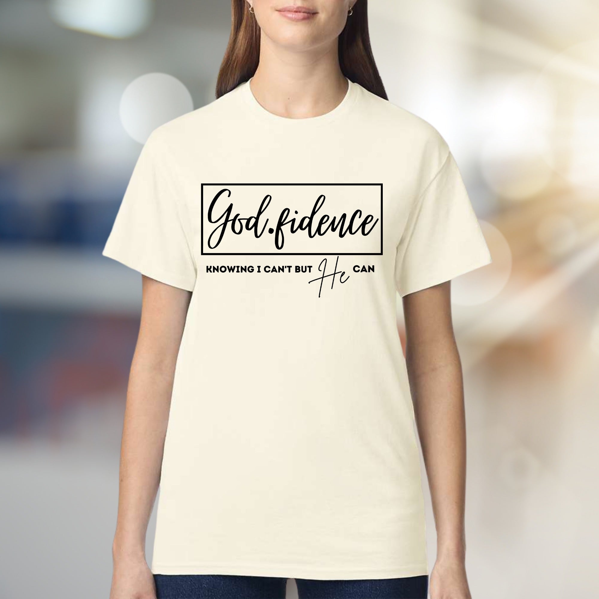 "God.fidence Knowing I Can't But He Can" Faith Graphic Tee, an Inspirational Unisex Tee
