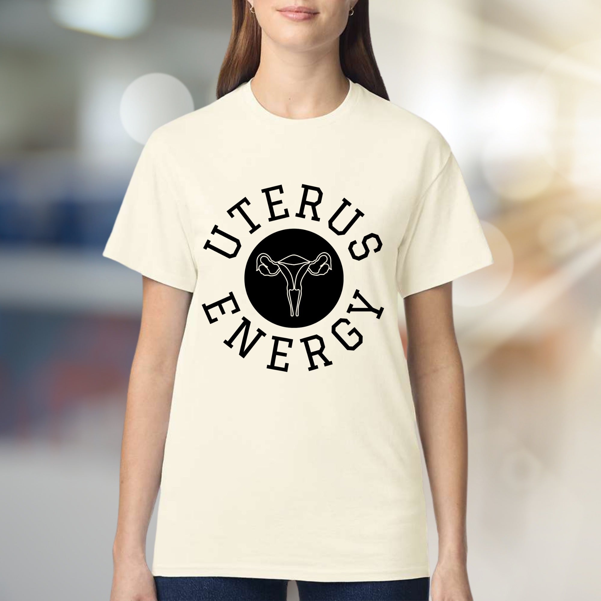 "UTERUS ENERGY" Feminist Statement Graphic Tee, a Bold Pick for Activists