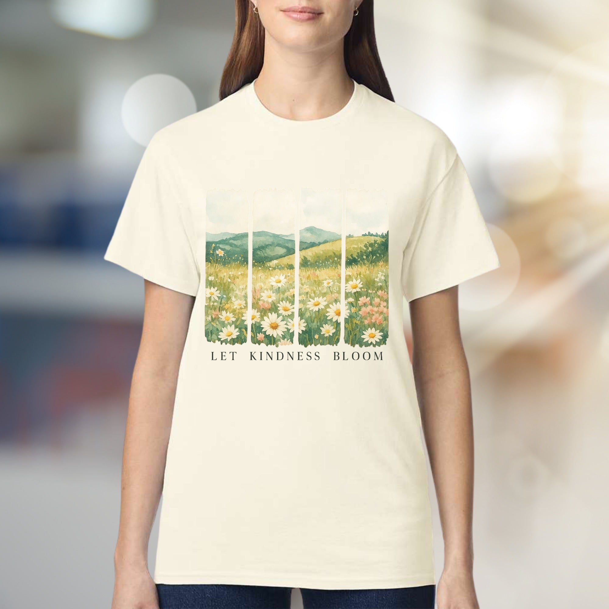 "Let Kindness Bloom" Meadow Graphic Tee, a Nature-Inspired Pick for Uplifters